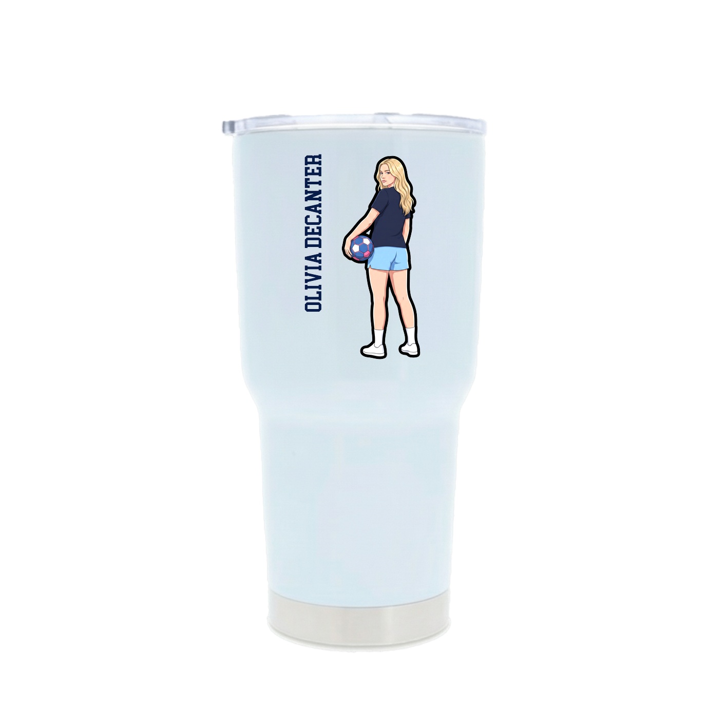 30oz Stainless Steel Tumbler — Name Vertical in White