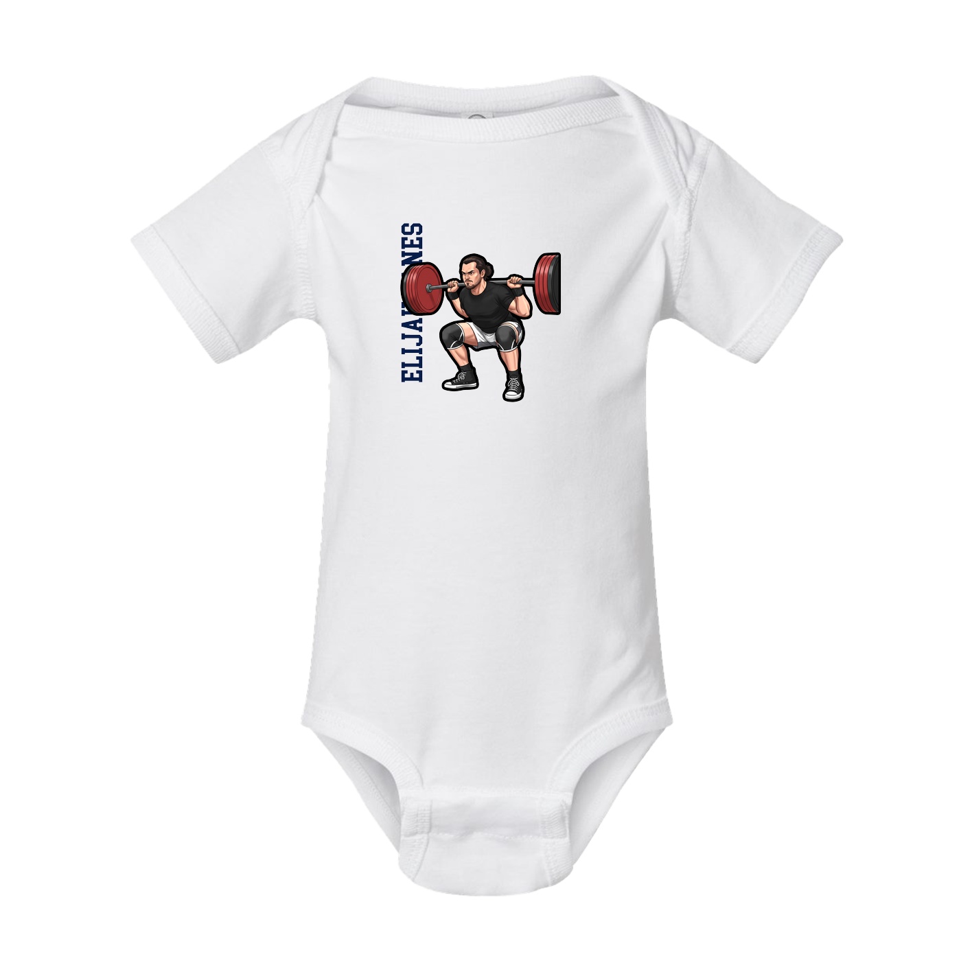 Baby Onesie — Name Vertical in White