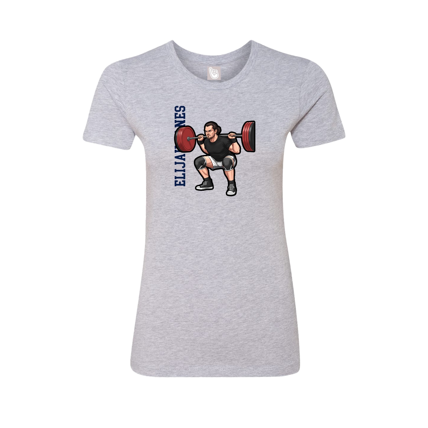Fitted Women's Tee — Name Vertical in Grey