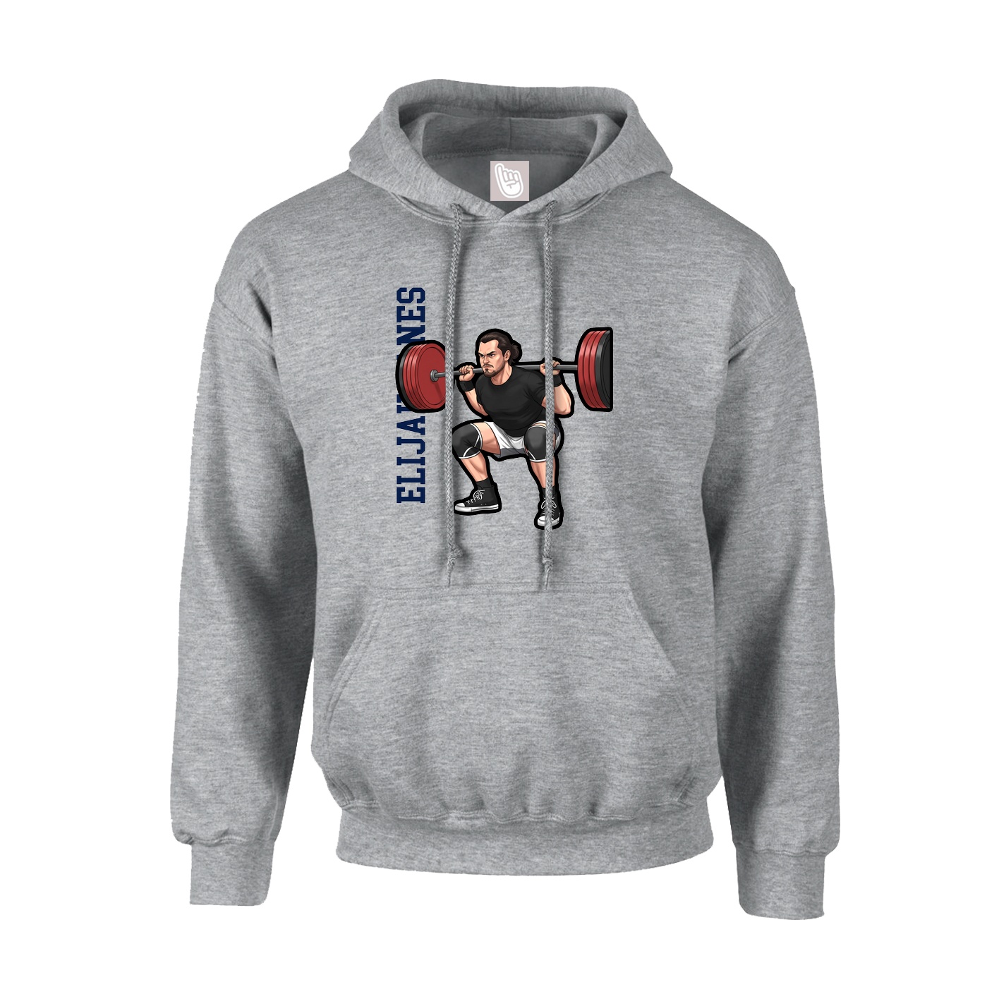 Hoodie — Name Vertical in Grey