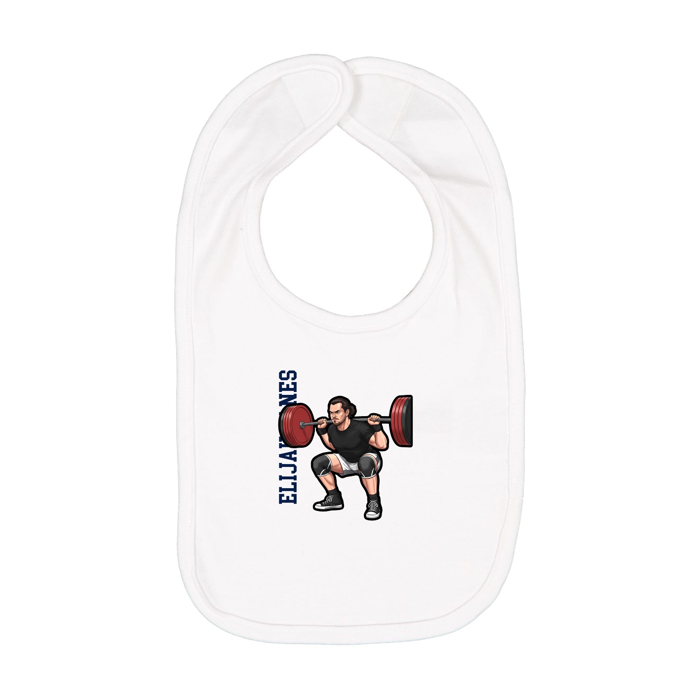 Infant Bib — Name Vertical in White