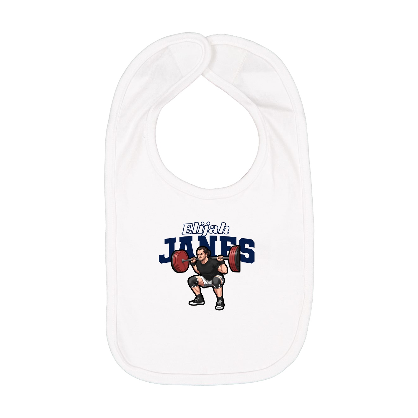 Infant Bib — Name Arch in White