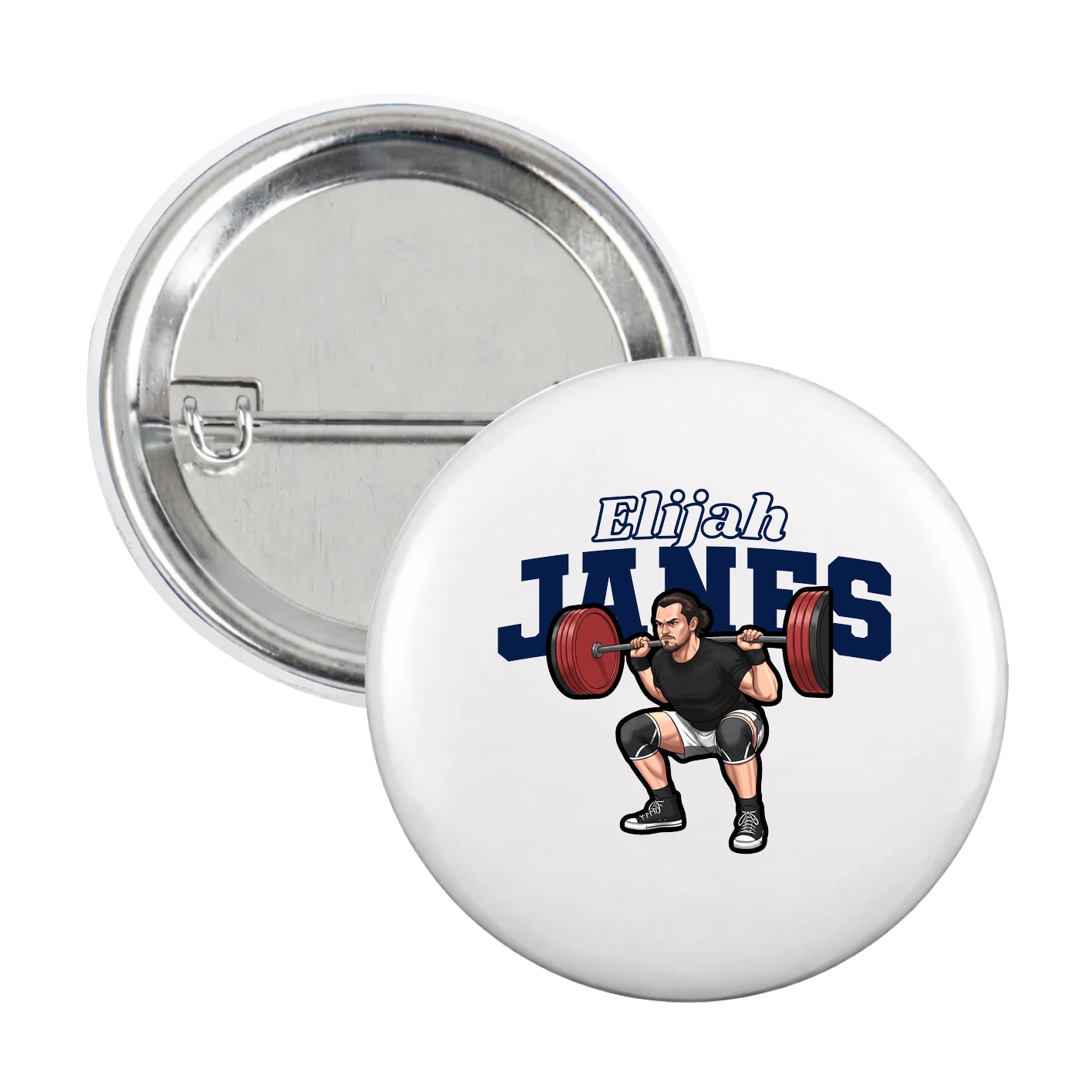 Game Day Button — Name Arch in White