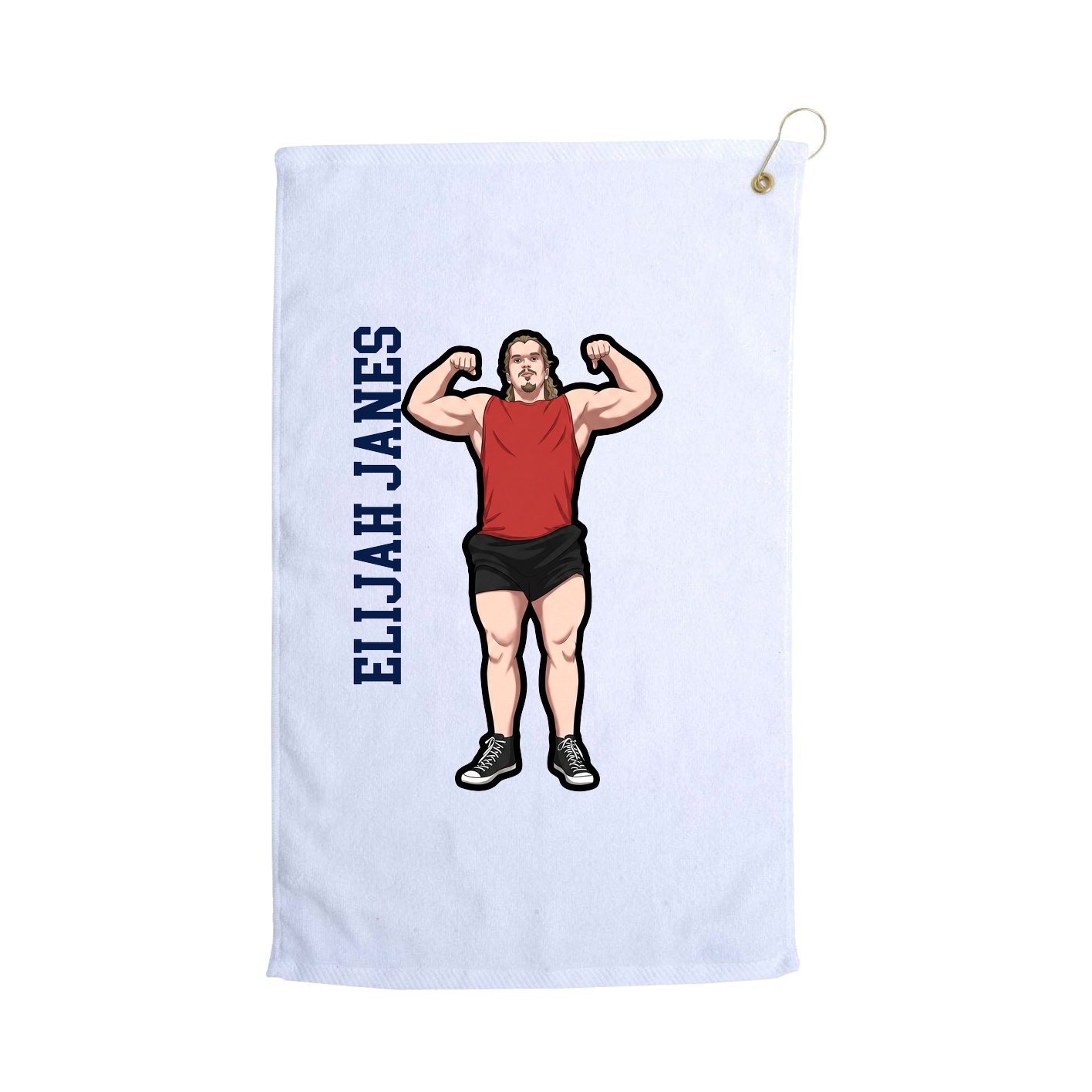 Golf Towel — Name Vertical in White