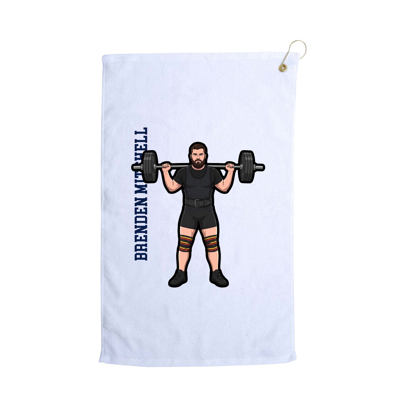 Golf Towel — Name Vertical in White
