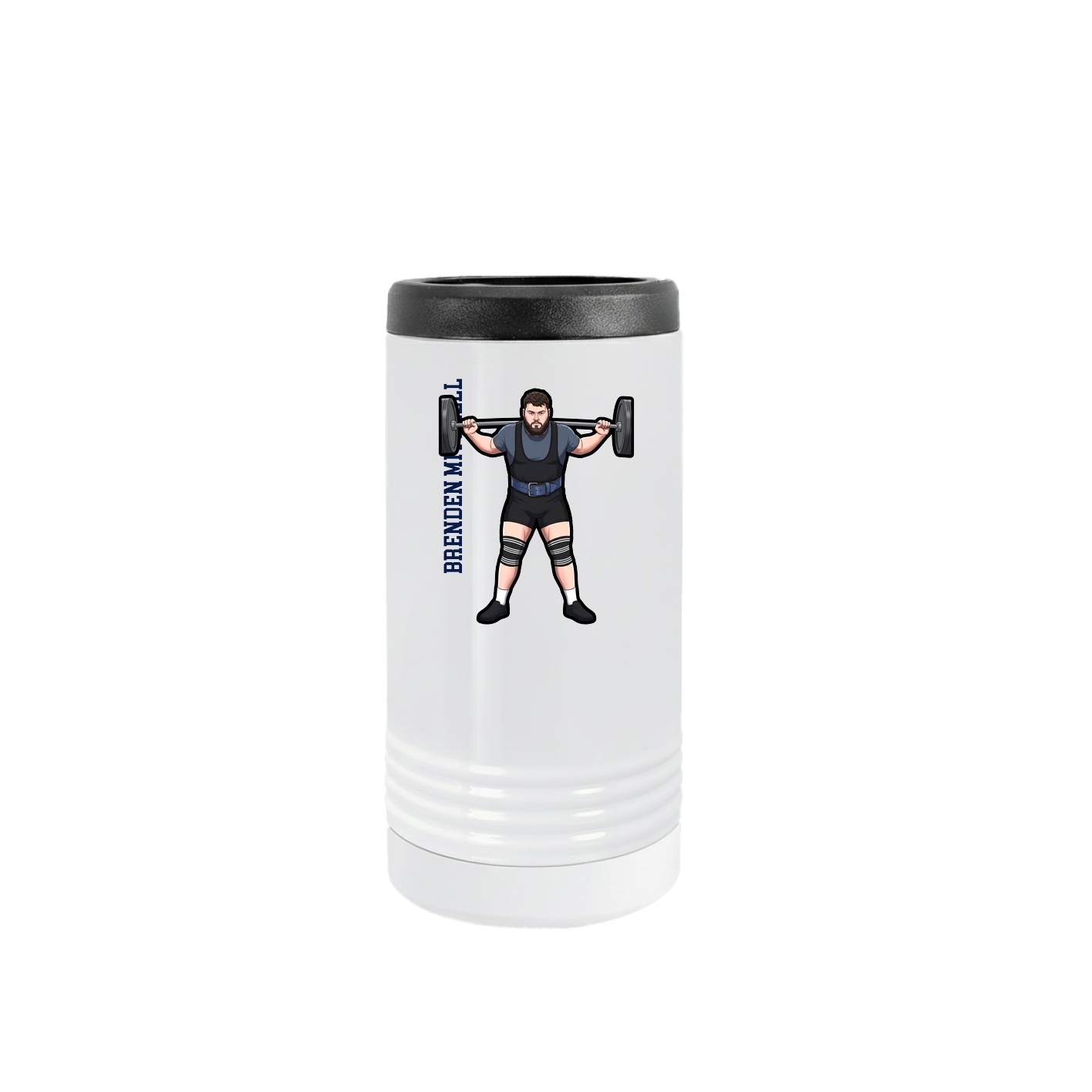 Slim Beverage Holder — Name Vertical in White