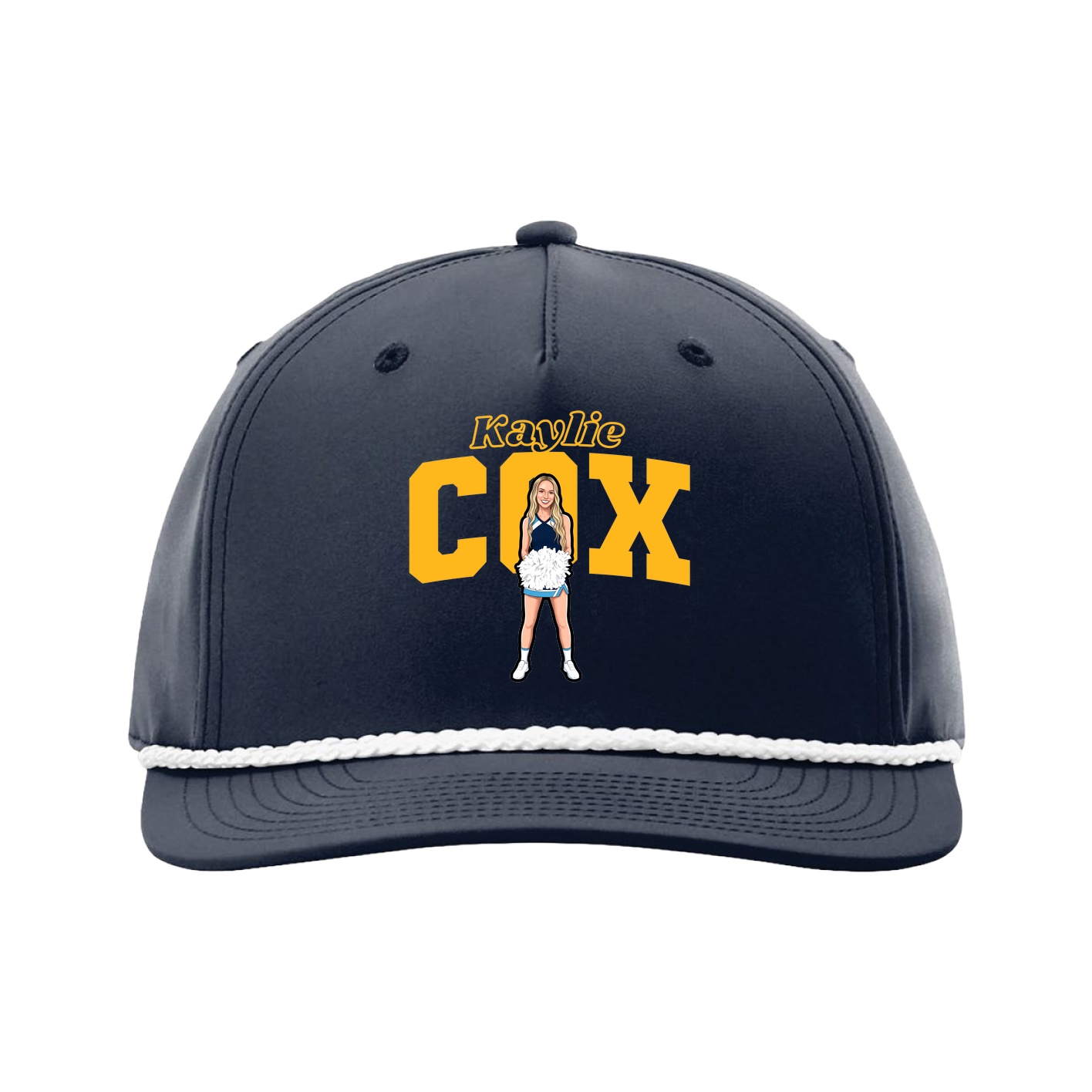 Five-Panel Classic Rope Cap — Name Arch in Navy