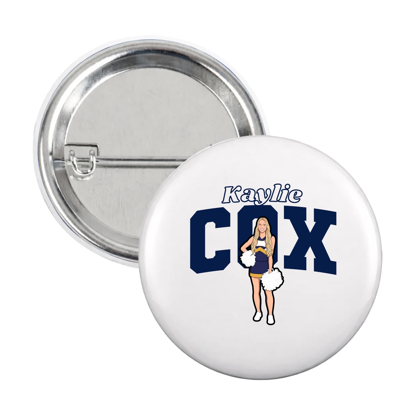 Game Day Button — Name Arch in White