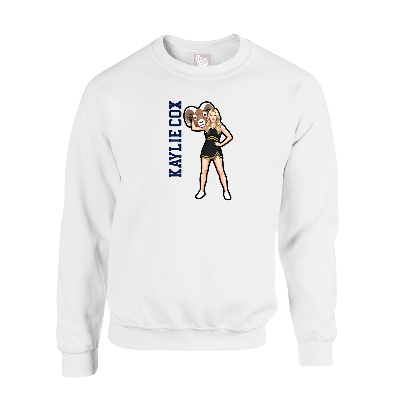 Fleece Crew — Name Vertical in White