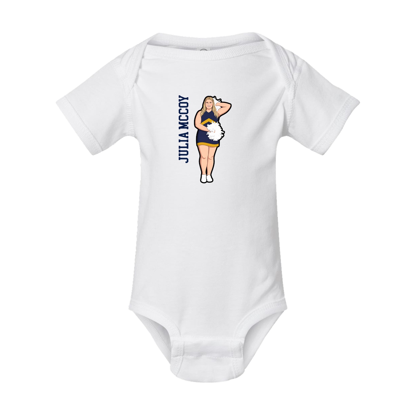 Baby Onesie — Name Vertical in White