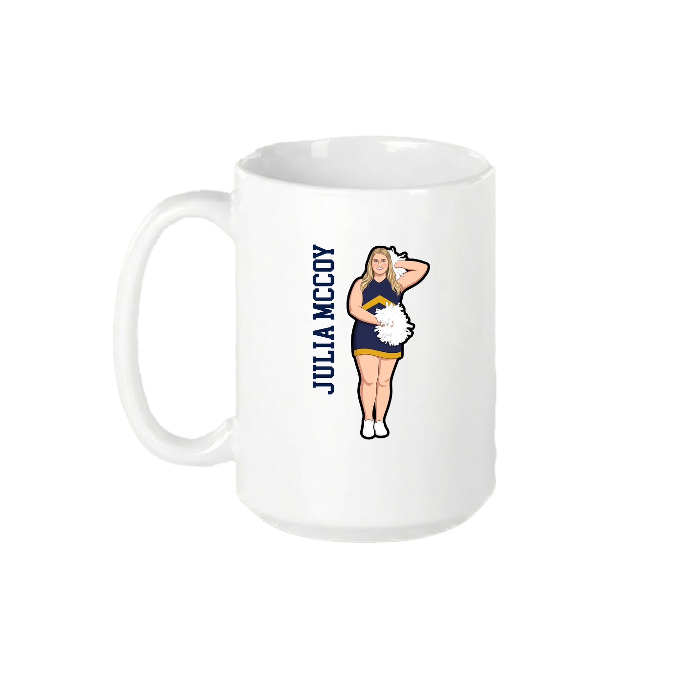 15oz Coffee Mug — Name Vertical in White