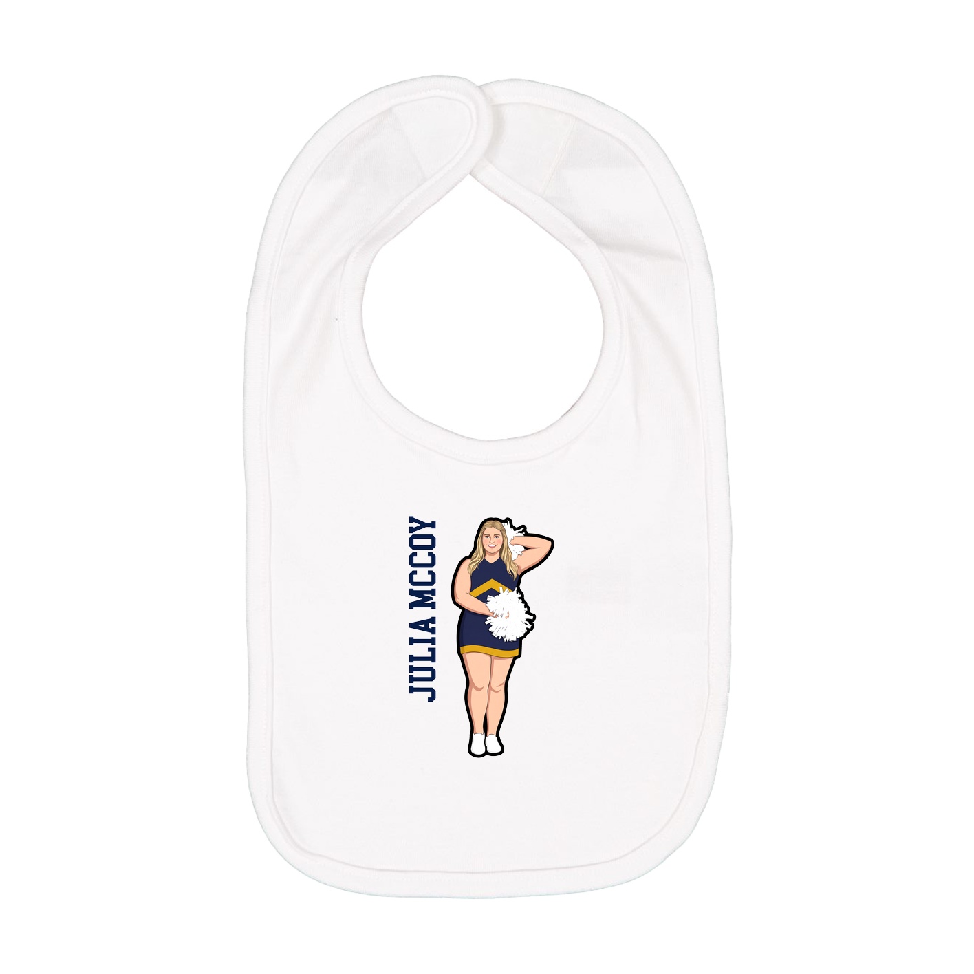 Infant Bib — Name Vertical in White