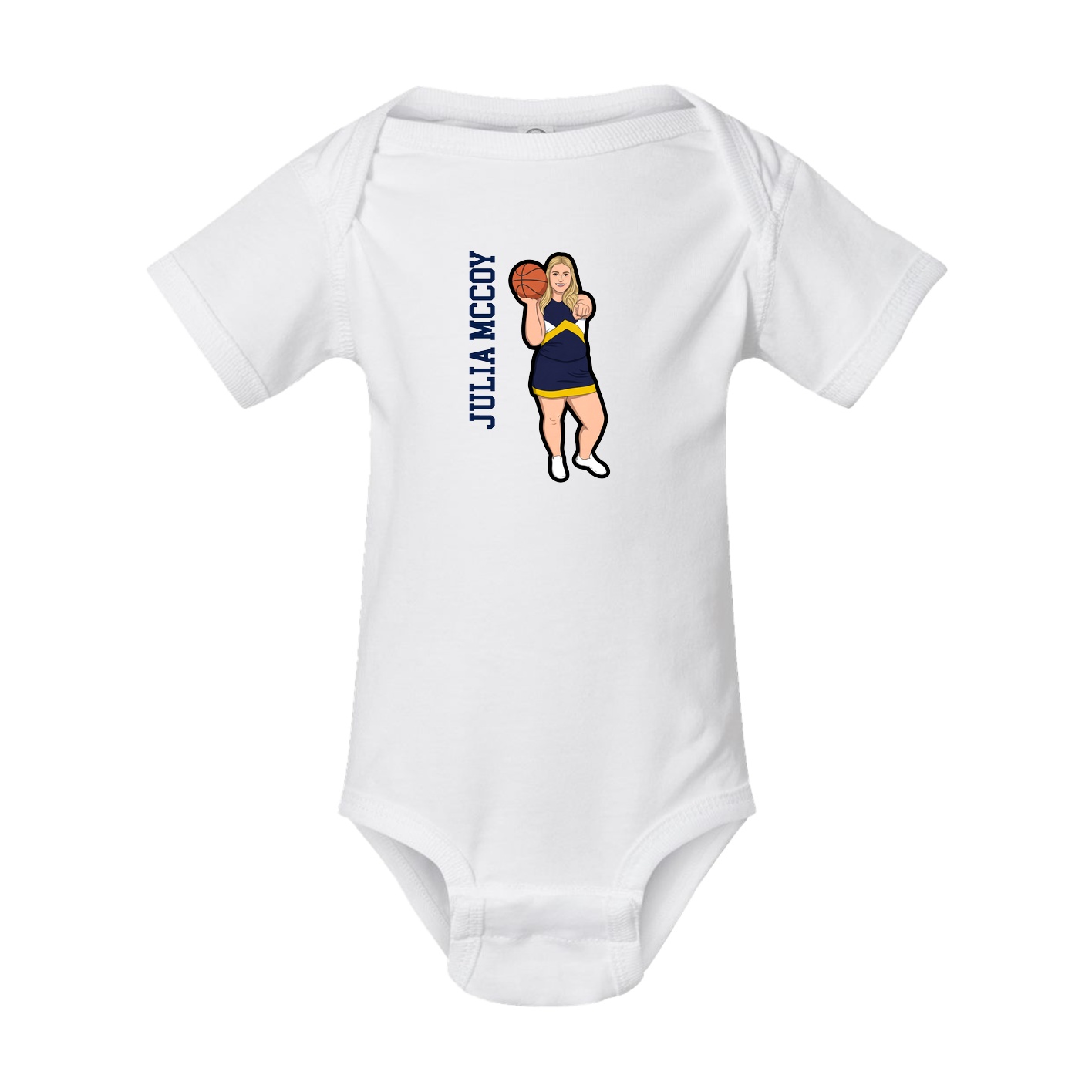 Baby Onesie — Name Vertical in White