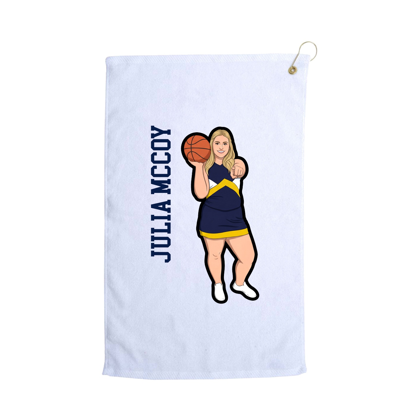 Golf Towel — Name Vertical in White