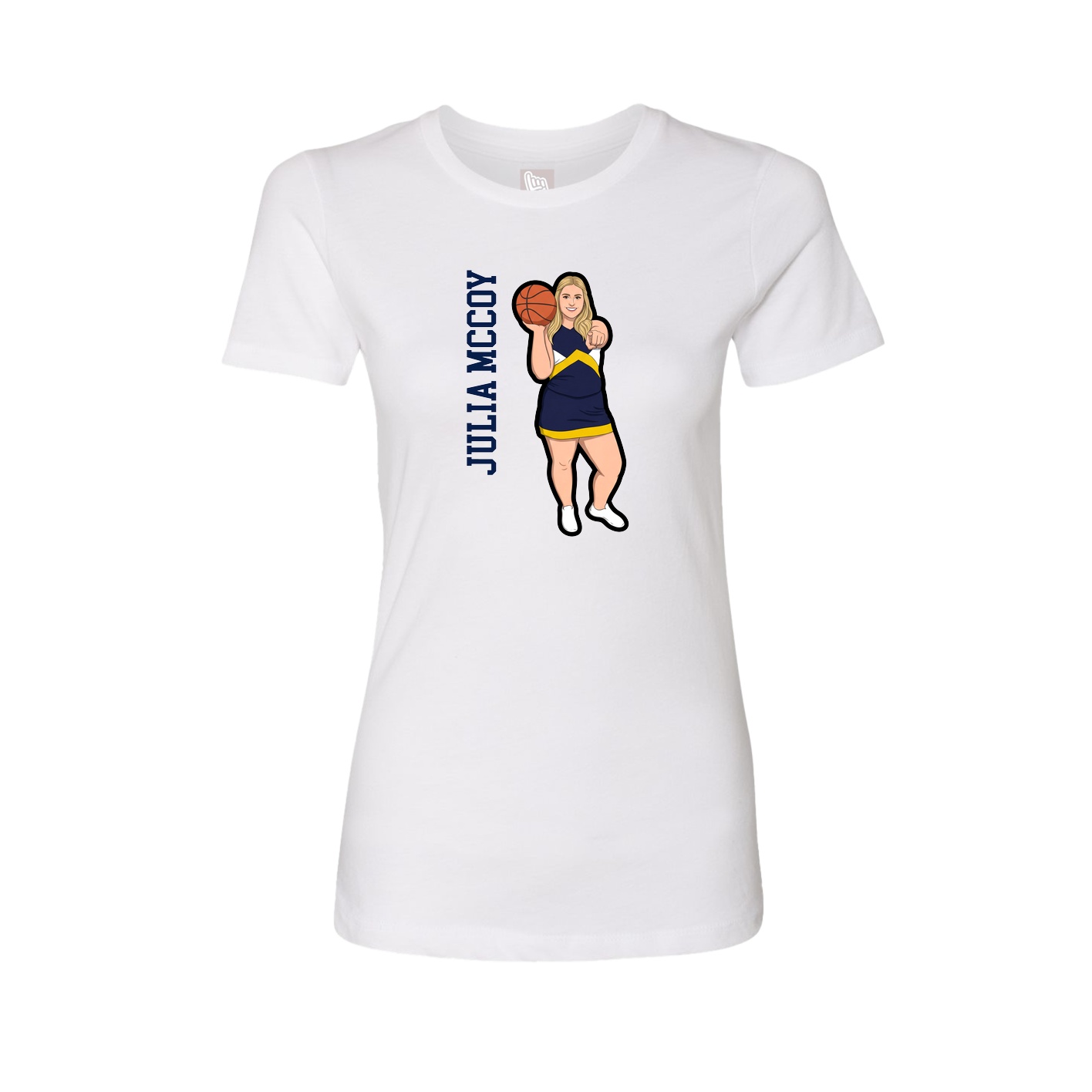 Womens Tee — Name Vertical in White