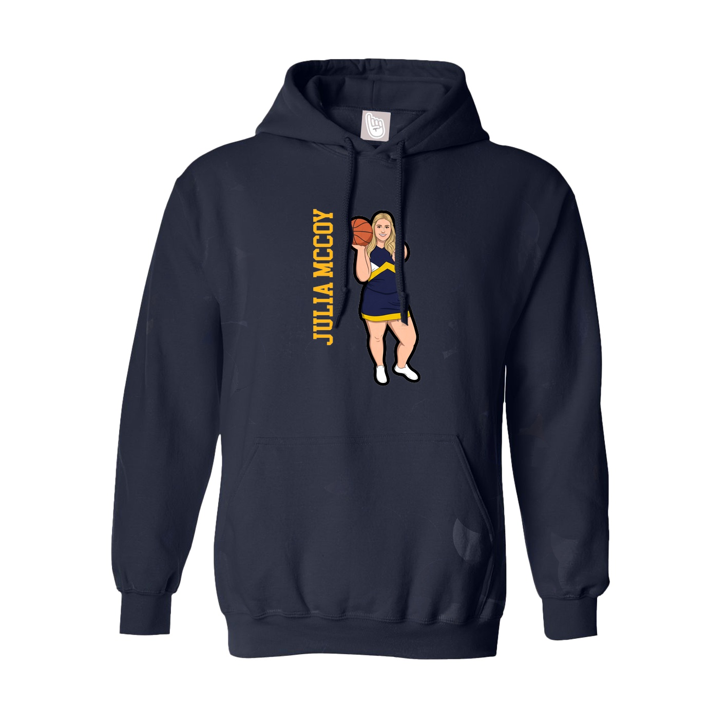 Youth Hoodie — Name Vertical in Navy