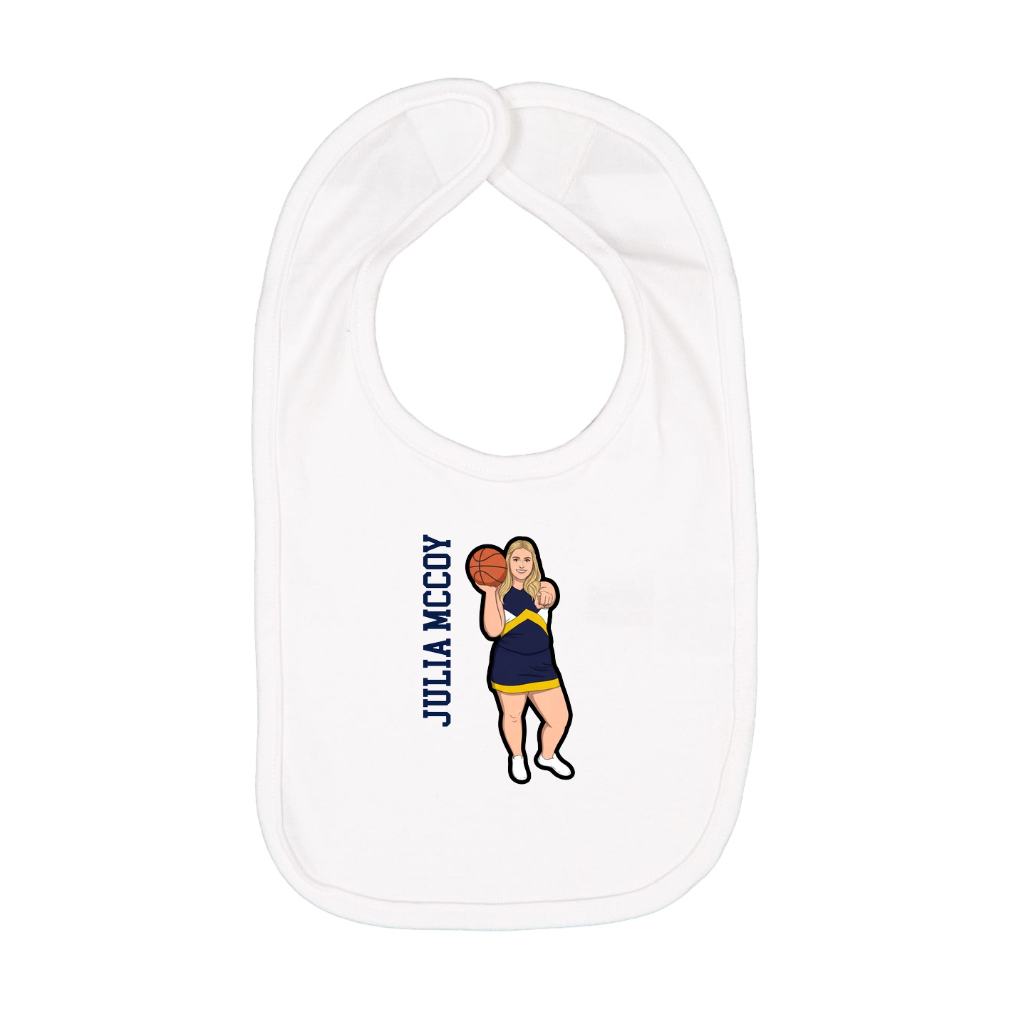 Infant Bib — Name Vertical in White
