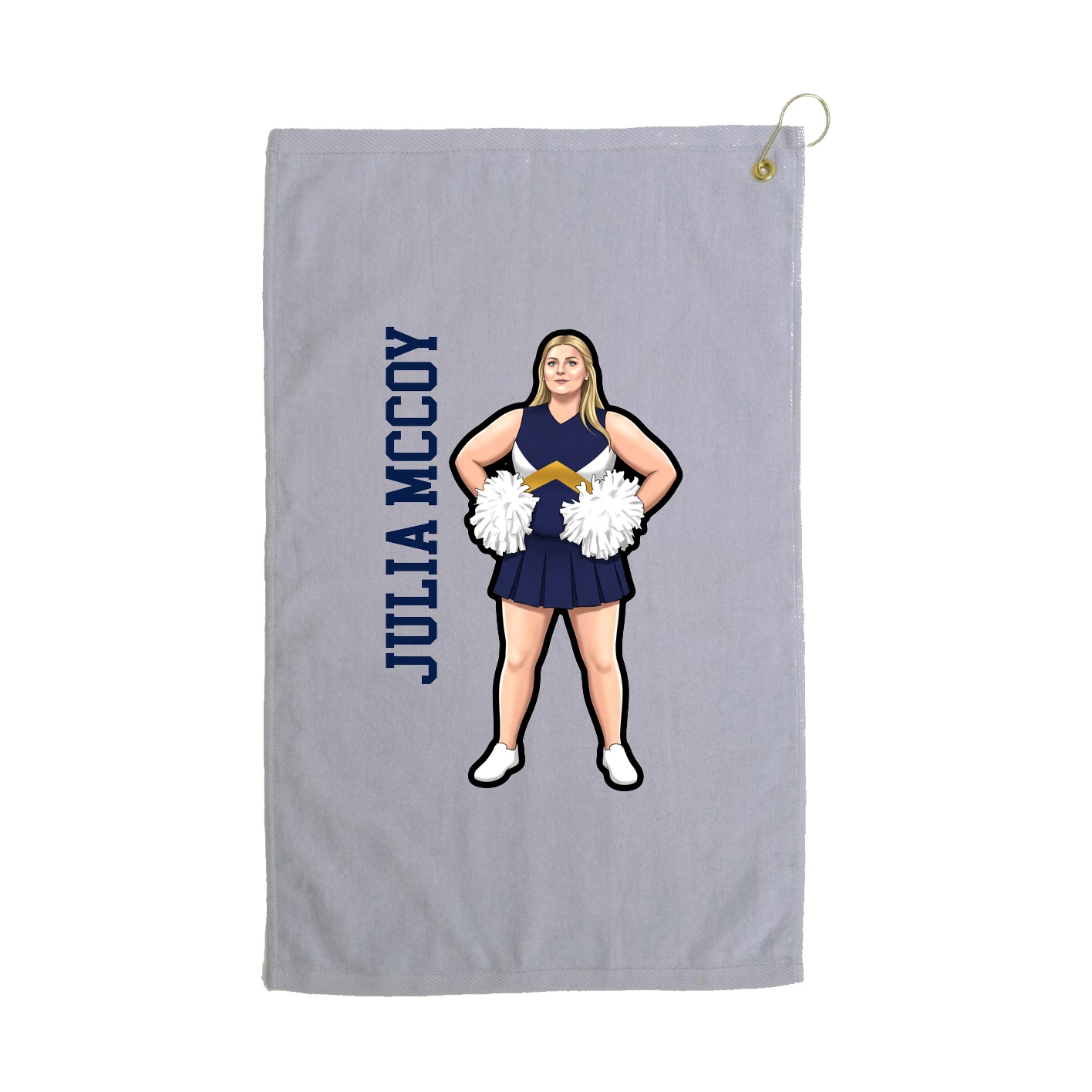 Golf Towel — Name Vertical in Grey