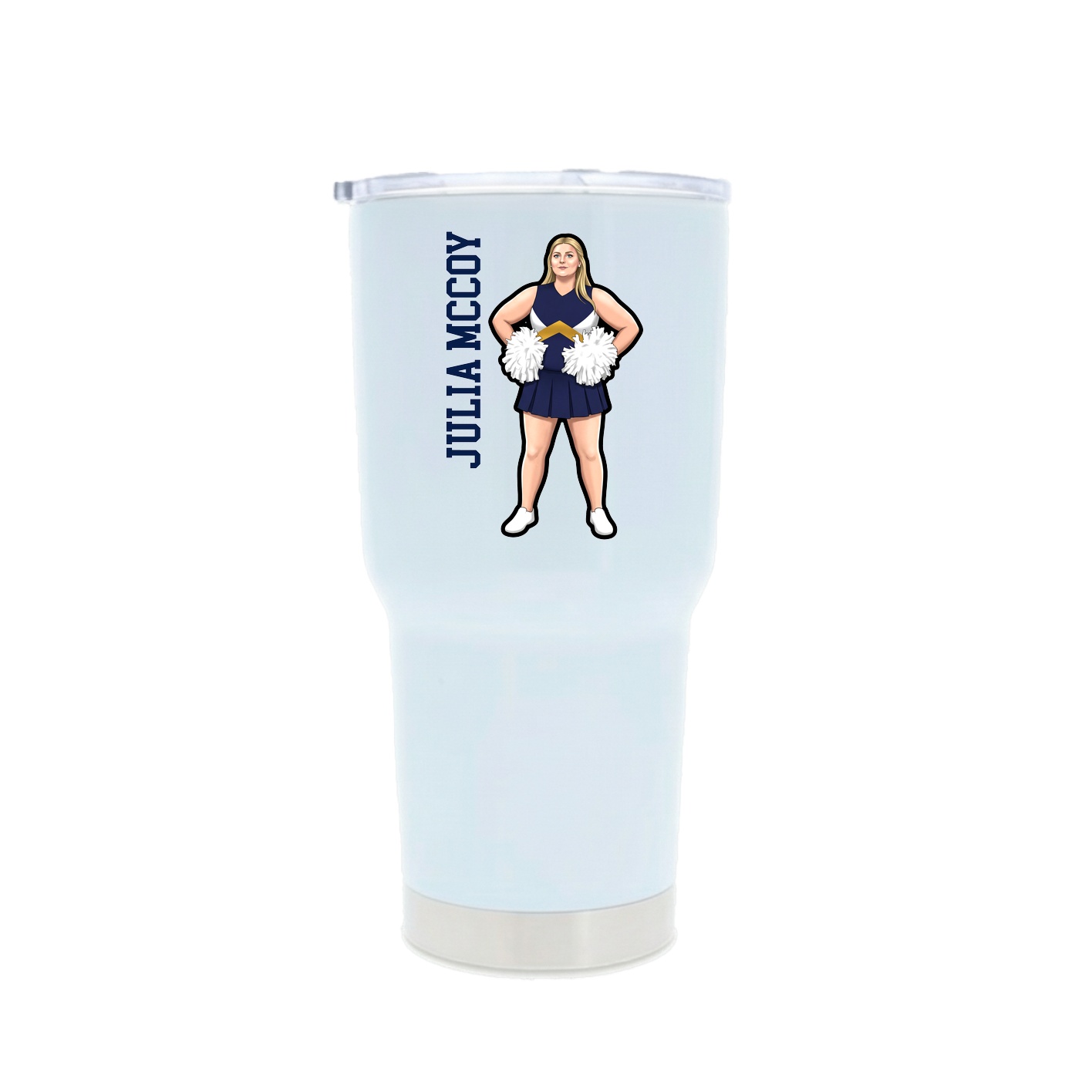 30oz Stainless Steel Tumbler — Name Vertical in White