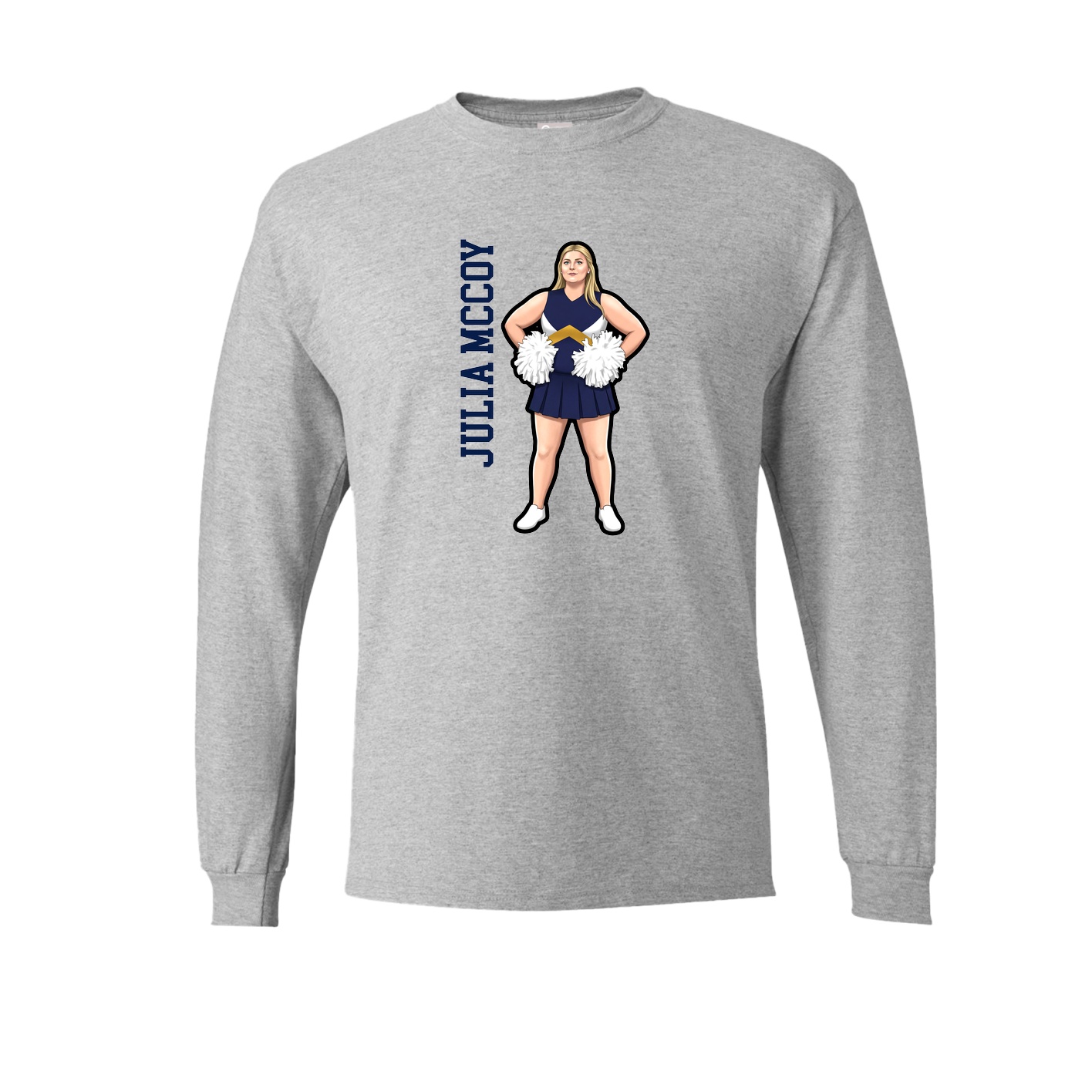 Long Sleeve Tee — Name Vertical in Grey