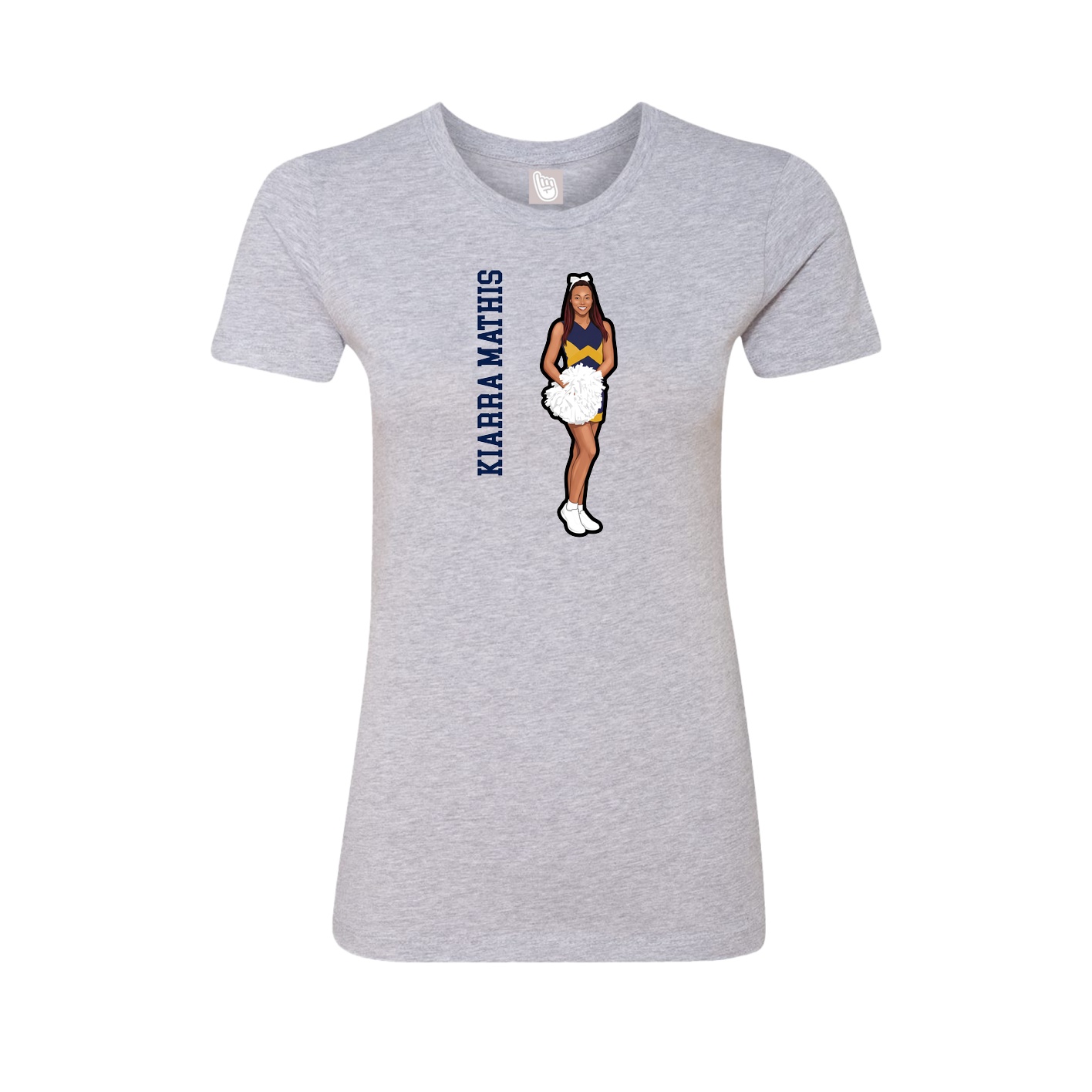 Fitted Women's Tee — Name Vertical in Grey