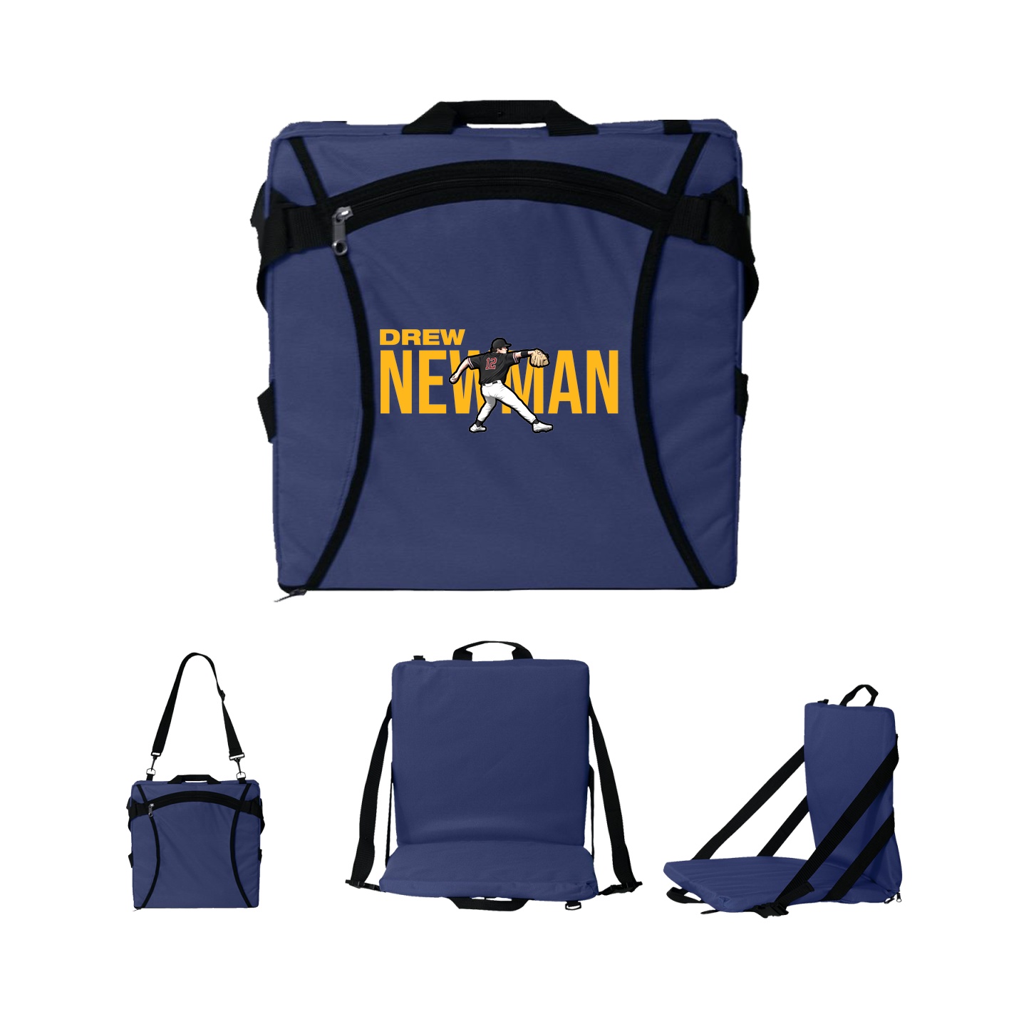 Folding Stadium Seat — Player Name in Navy