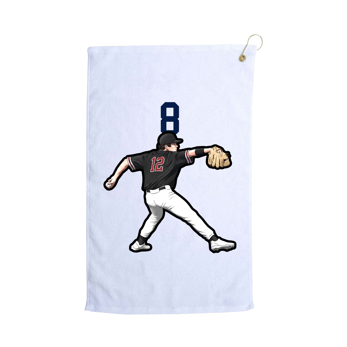 Golf Towel — Number Top in White