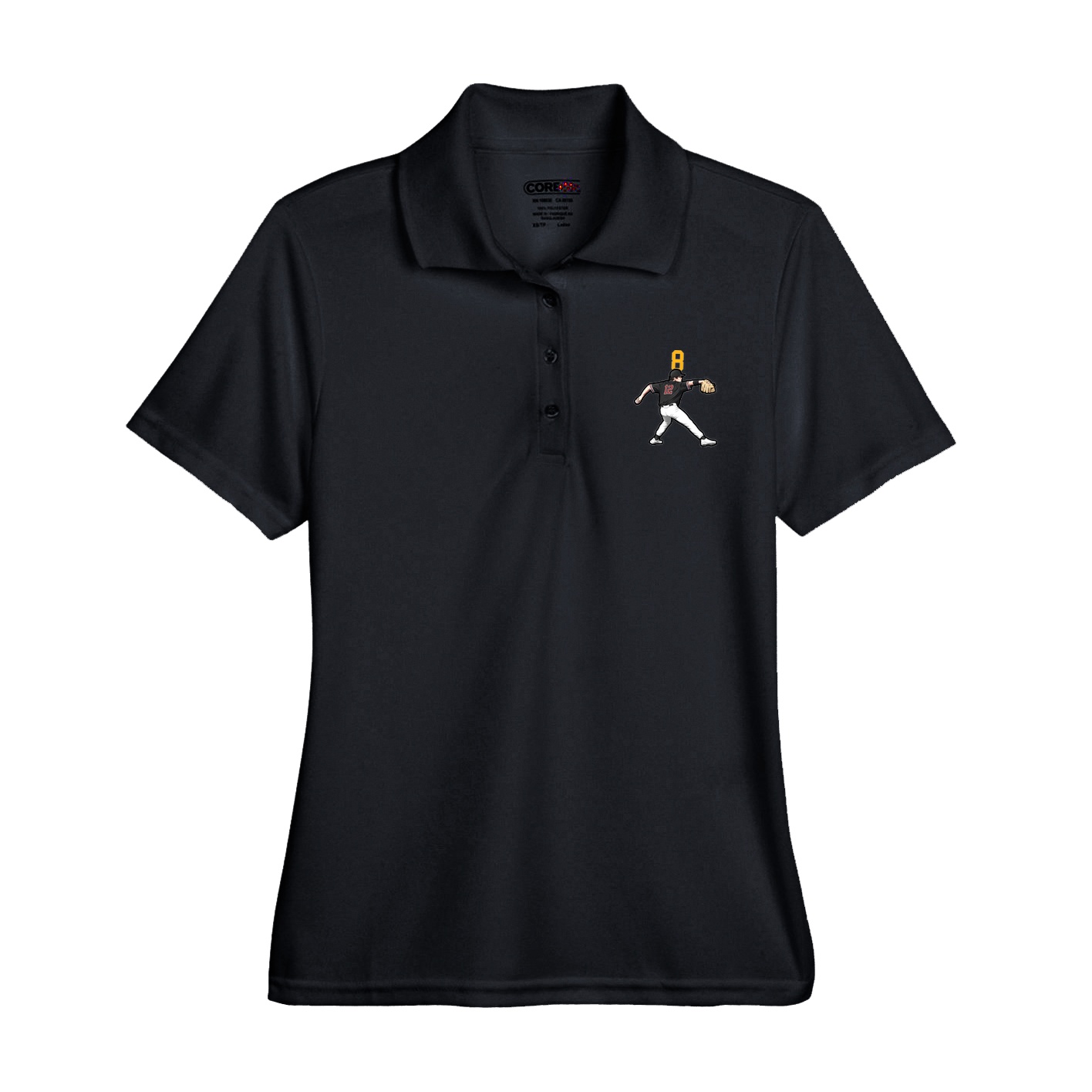 Womens Performance Polo — Number Top in Black