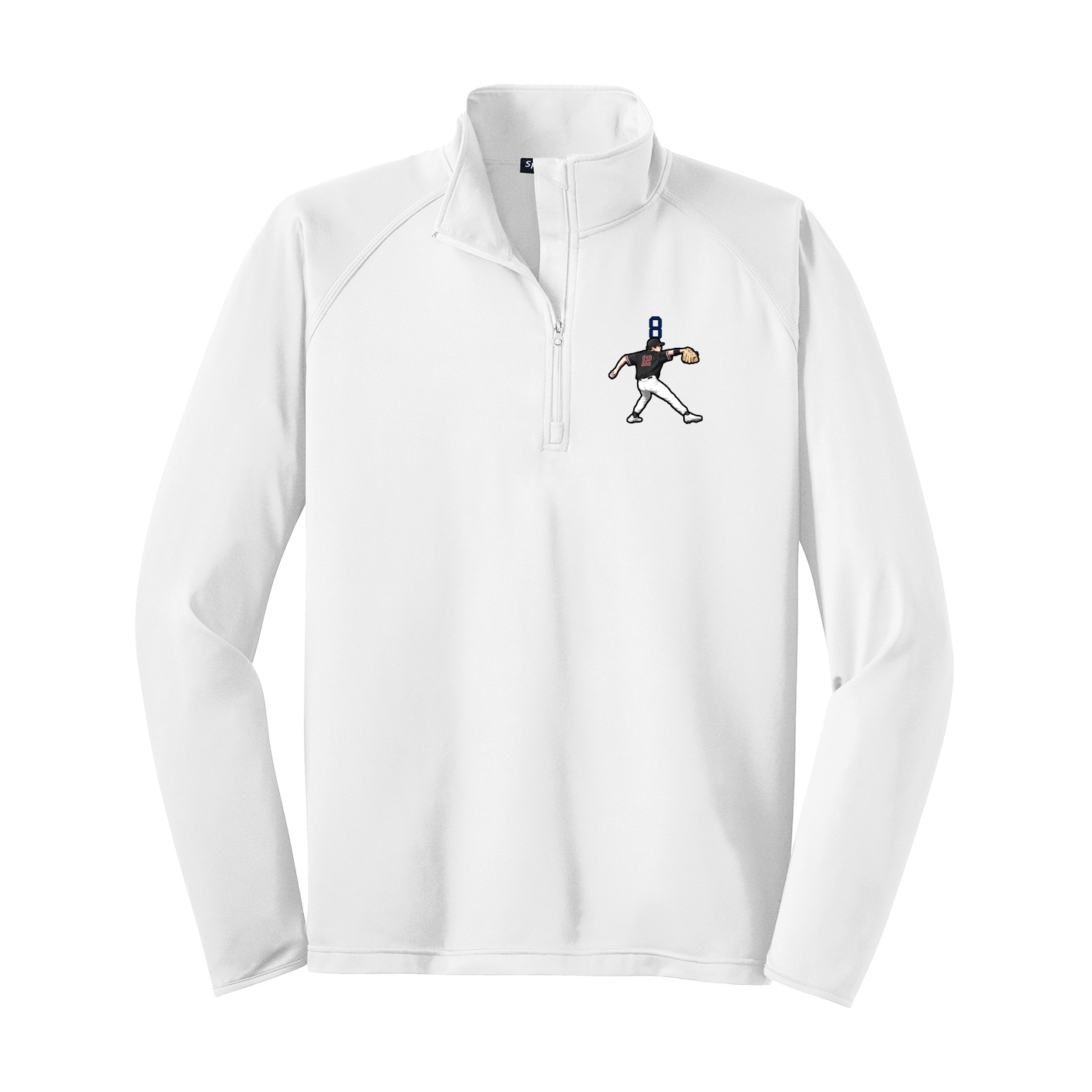 Q-Zip Pullover — Number Top in White