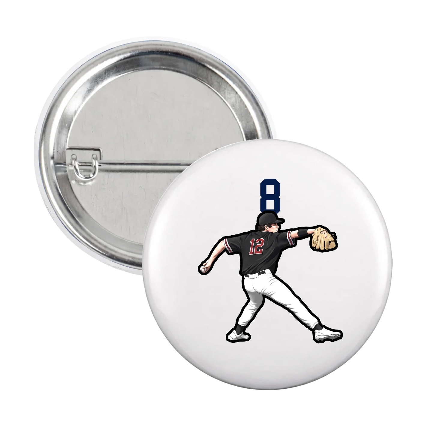 Game Day Button — Number Top in White