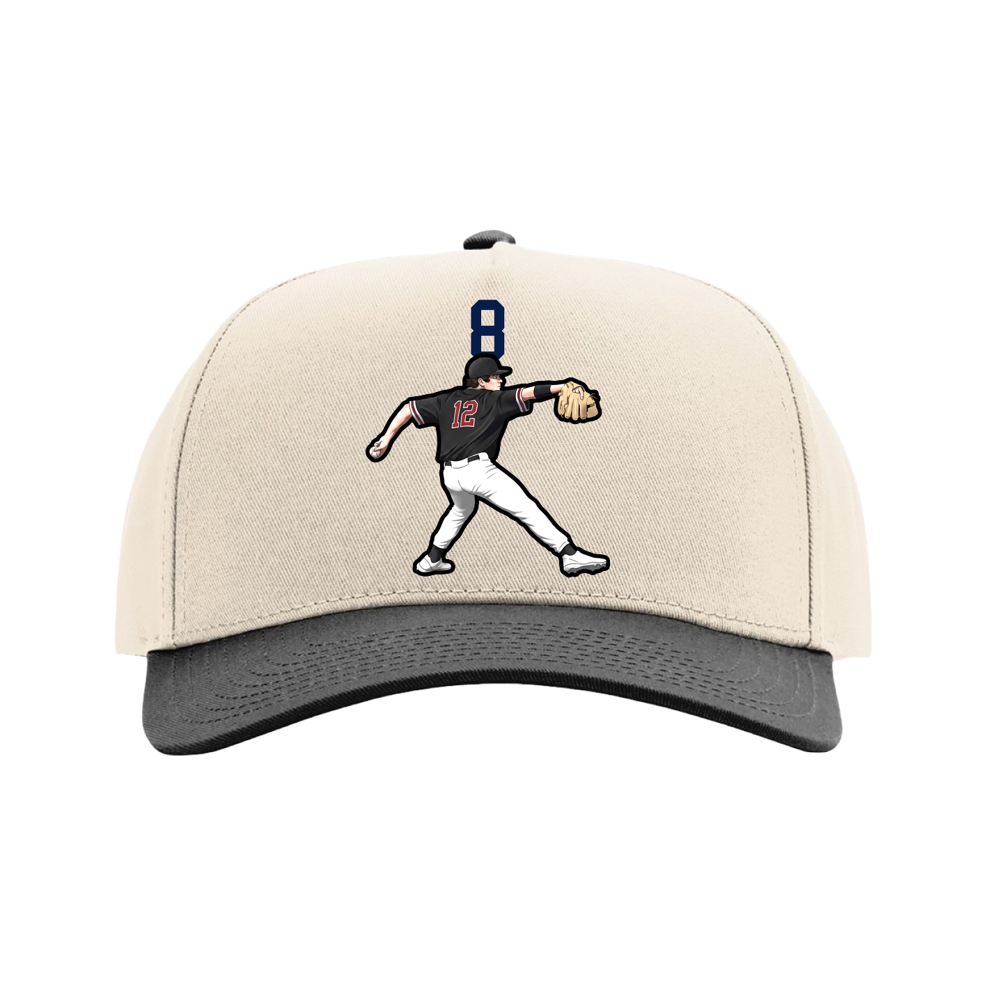 Full Fabric Five-Panel Champ Cap — Number Top in Cream/Black