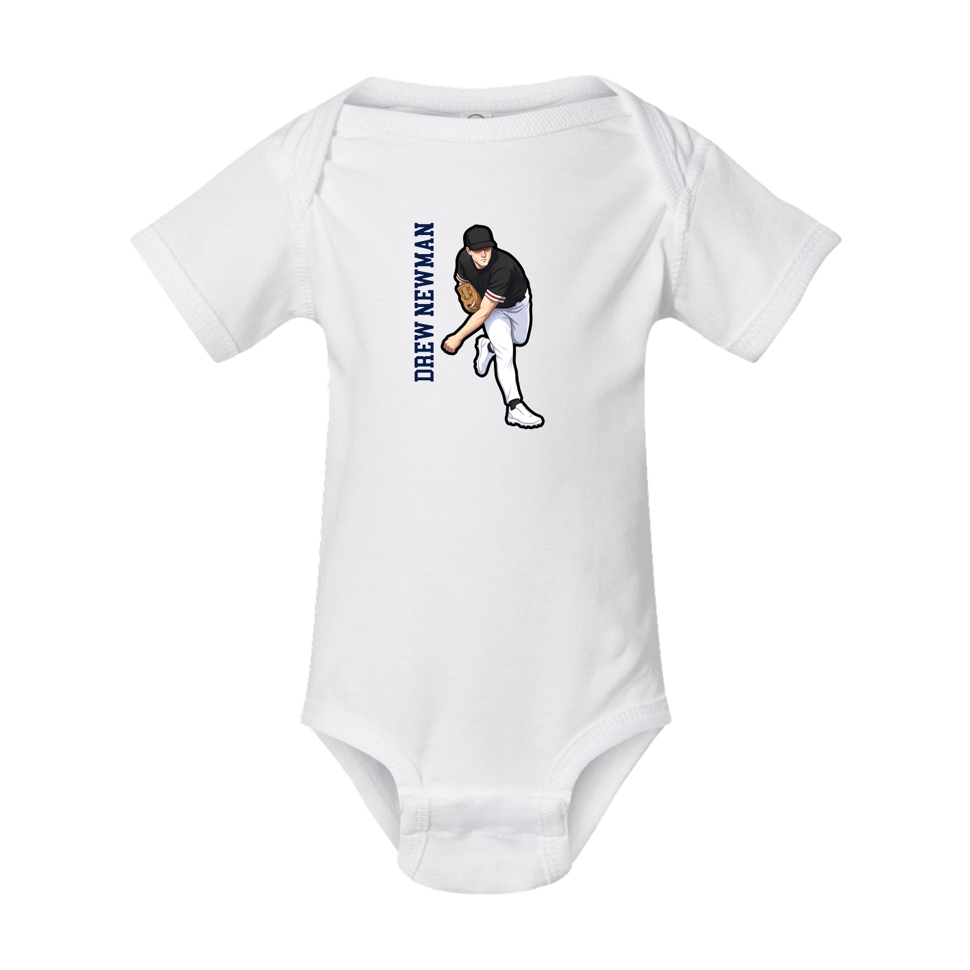 Baby Onesie — Name Vertical in White
