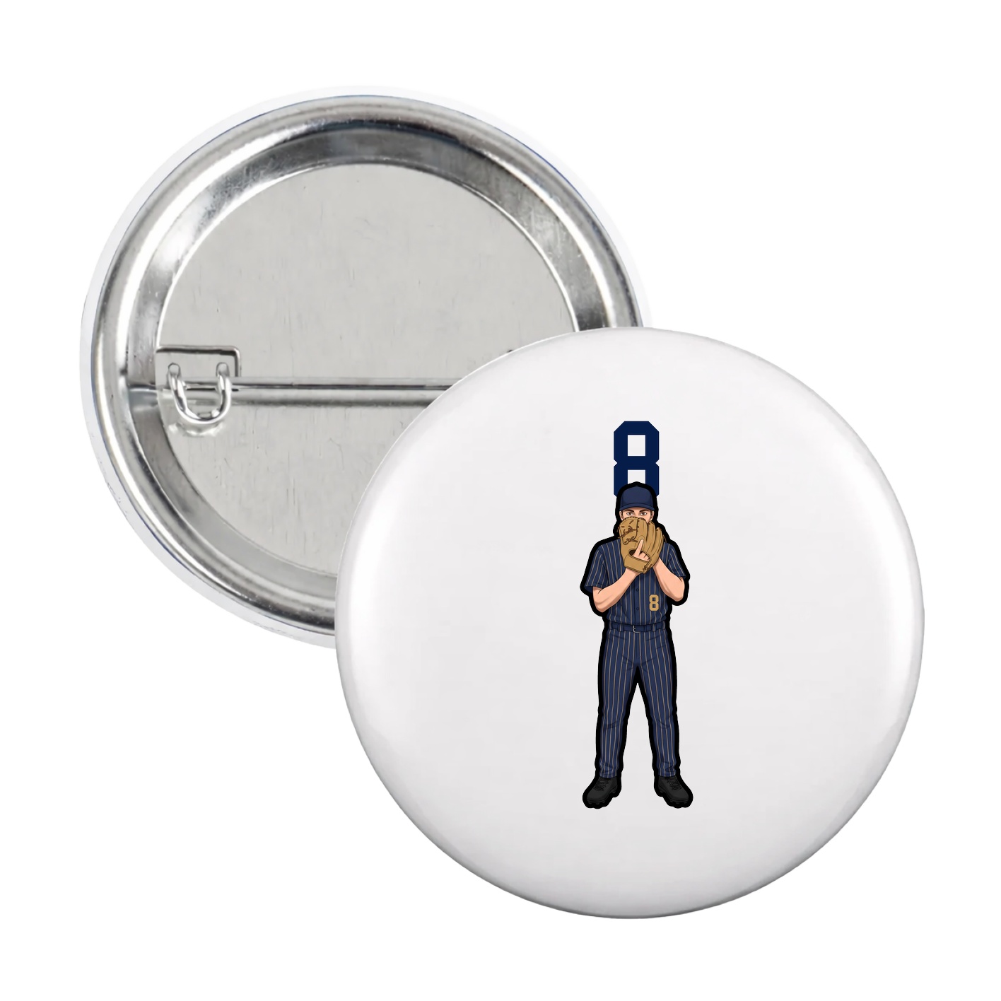 Game Day Button — Number Top in White