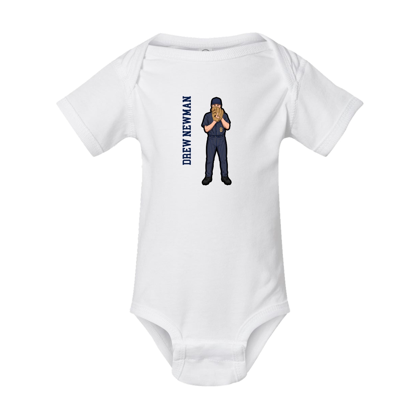 Baby Onesie — Name Vertical in White