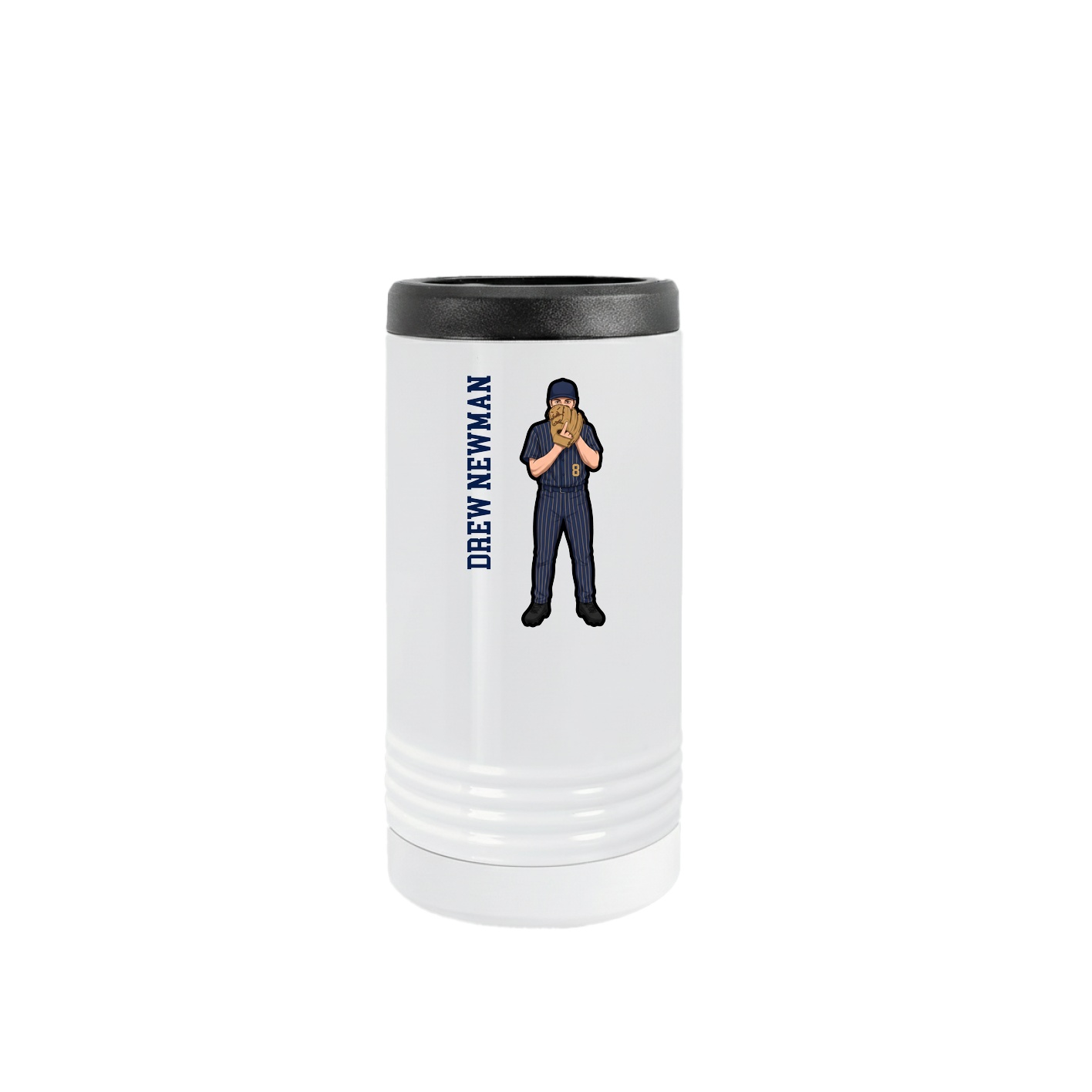 Slim Beverage Holder — Name Vertical in White