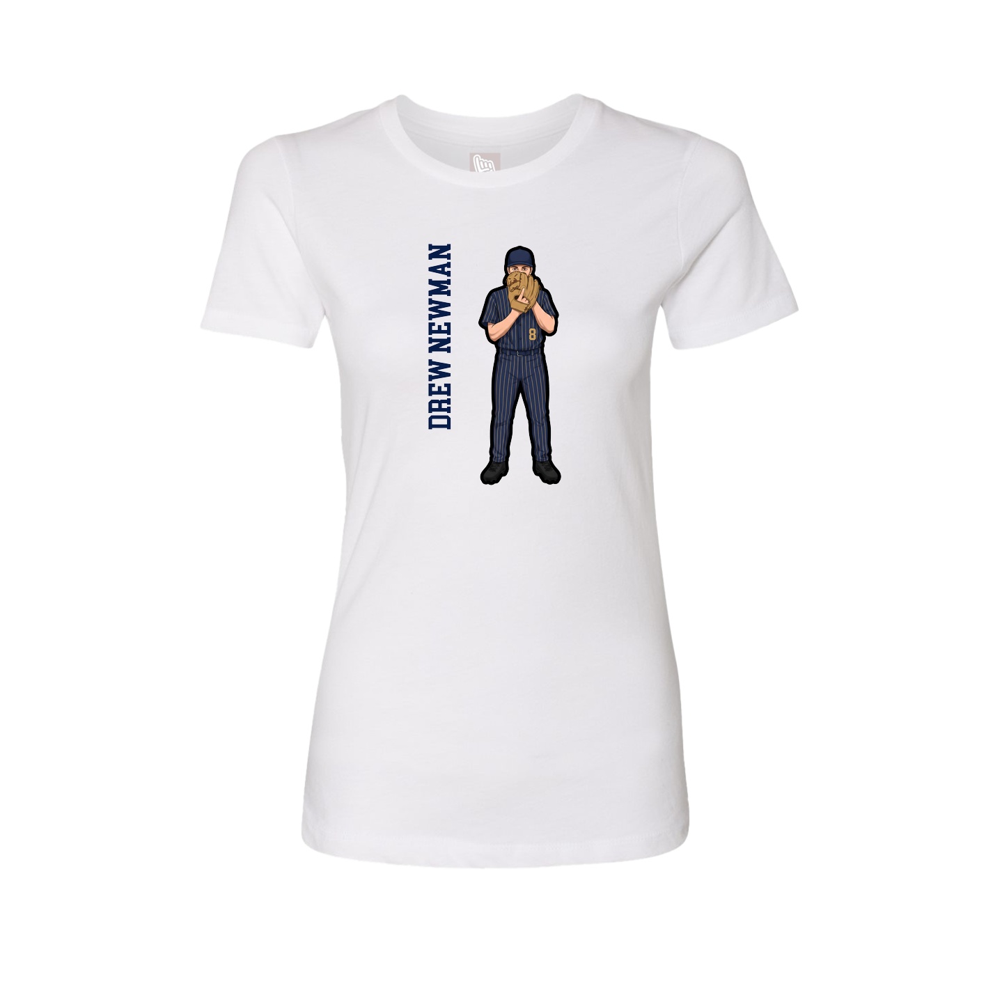 Womens Tee — Name Vertical in White