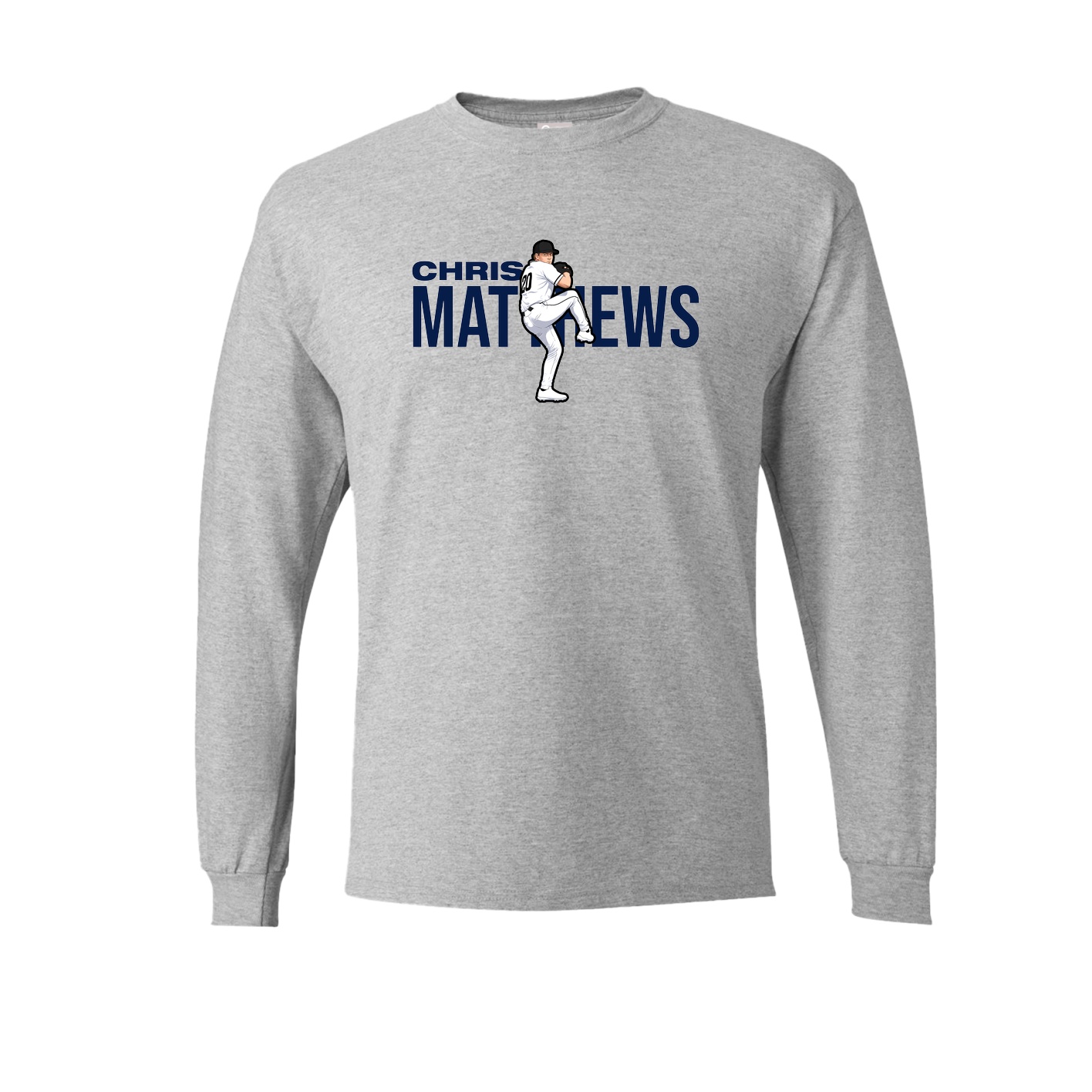 Long Sleeve Tee — Player Name in Grey