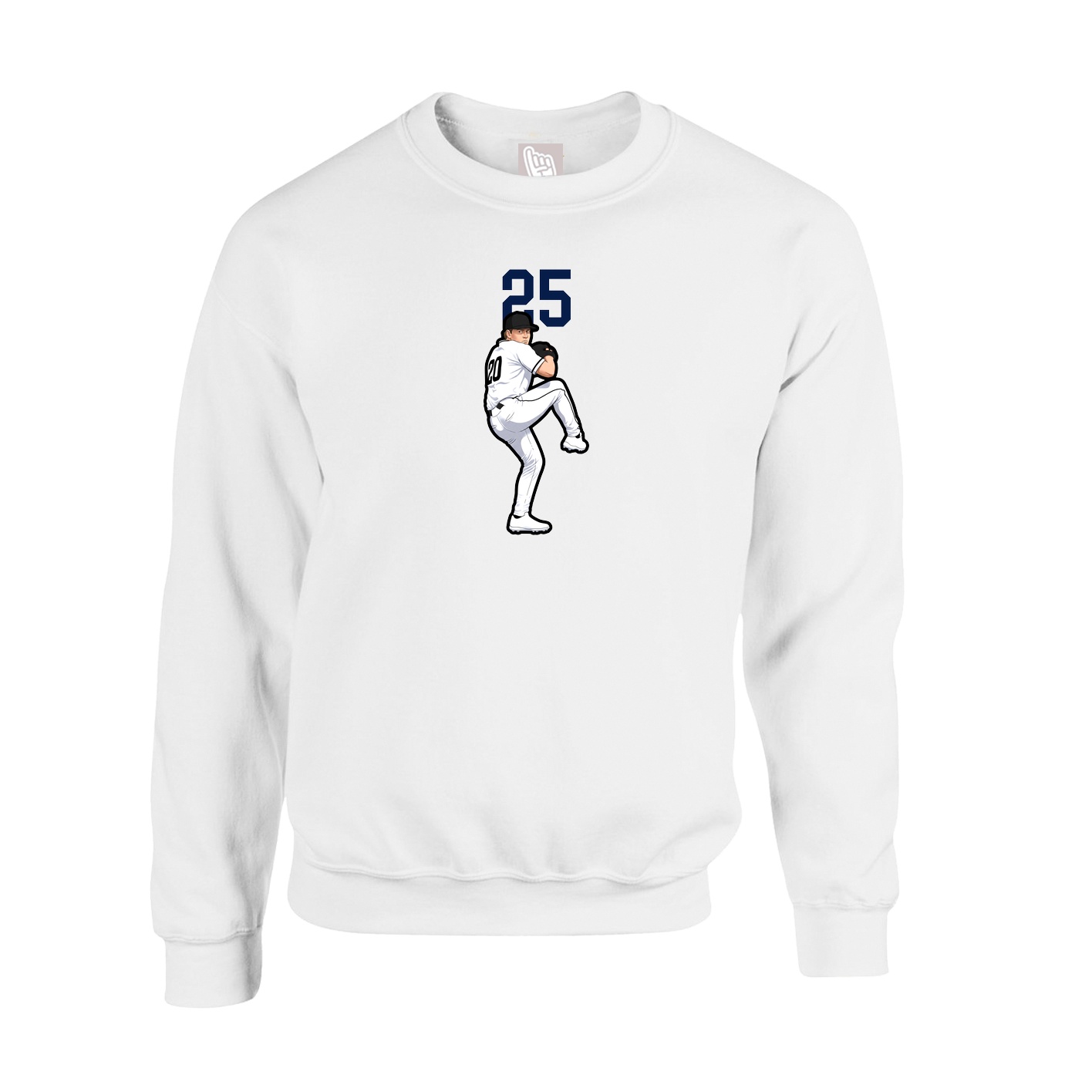Fleece Crew — Number Top in White