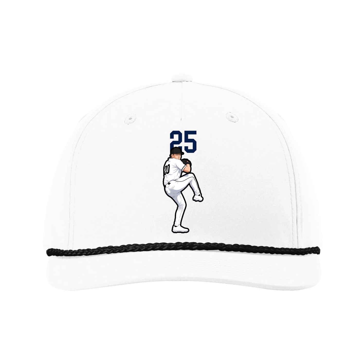 Five-Panel Classic Rope Cap — Number Top in White