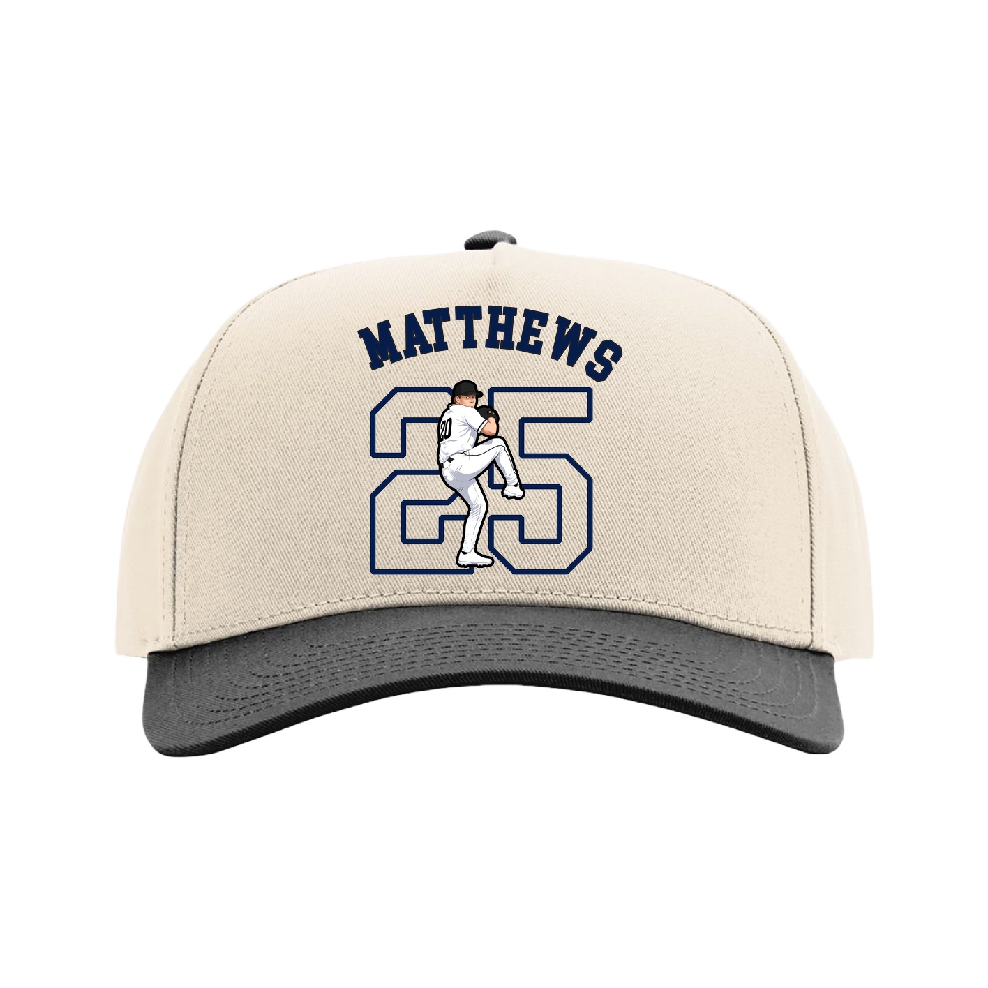 Full Fabric Five-Panel Champ Cap — Shirsey Arch in Cream/Black