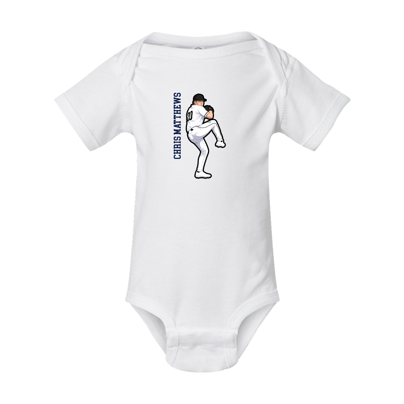Baby Onesie — Name Vertical in White