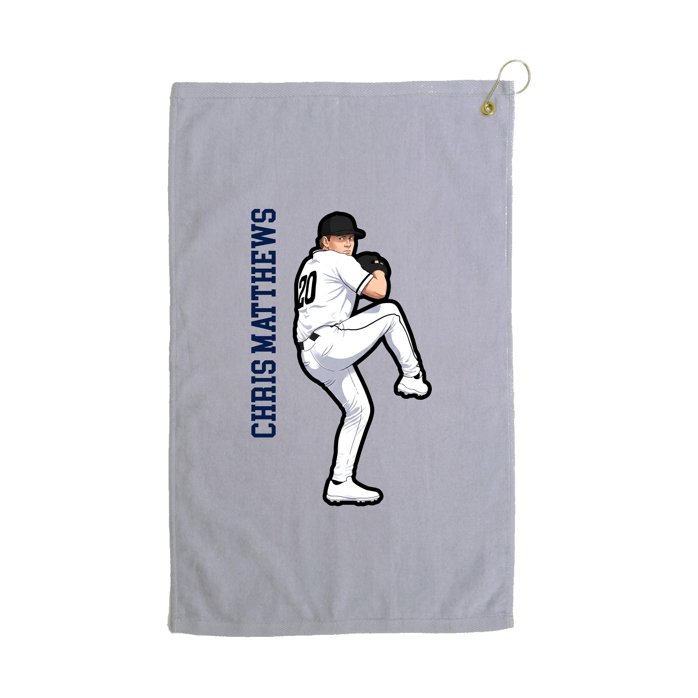 Golf Towel — Name Vertical in Grey