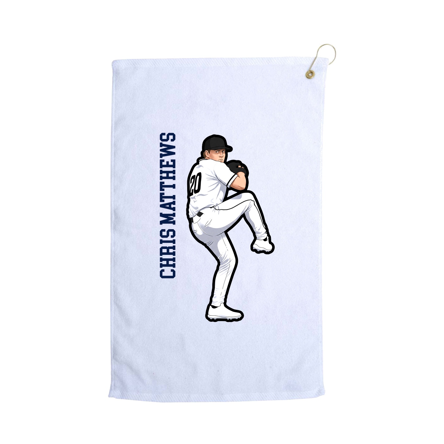 Golf Towel — Name Vertical in White