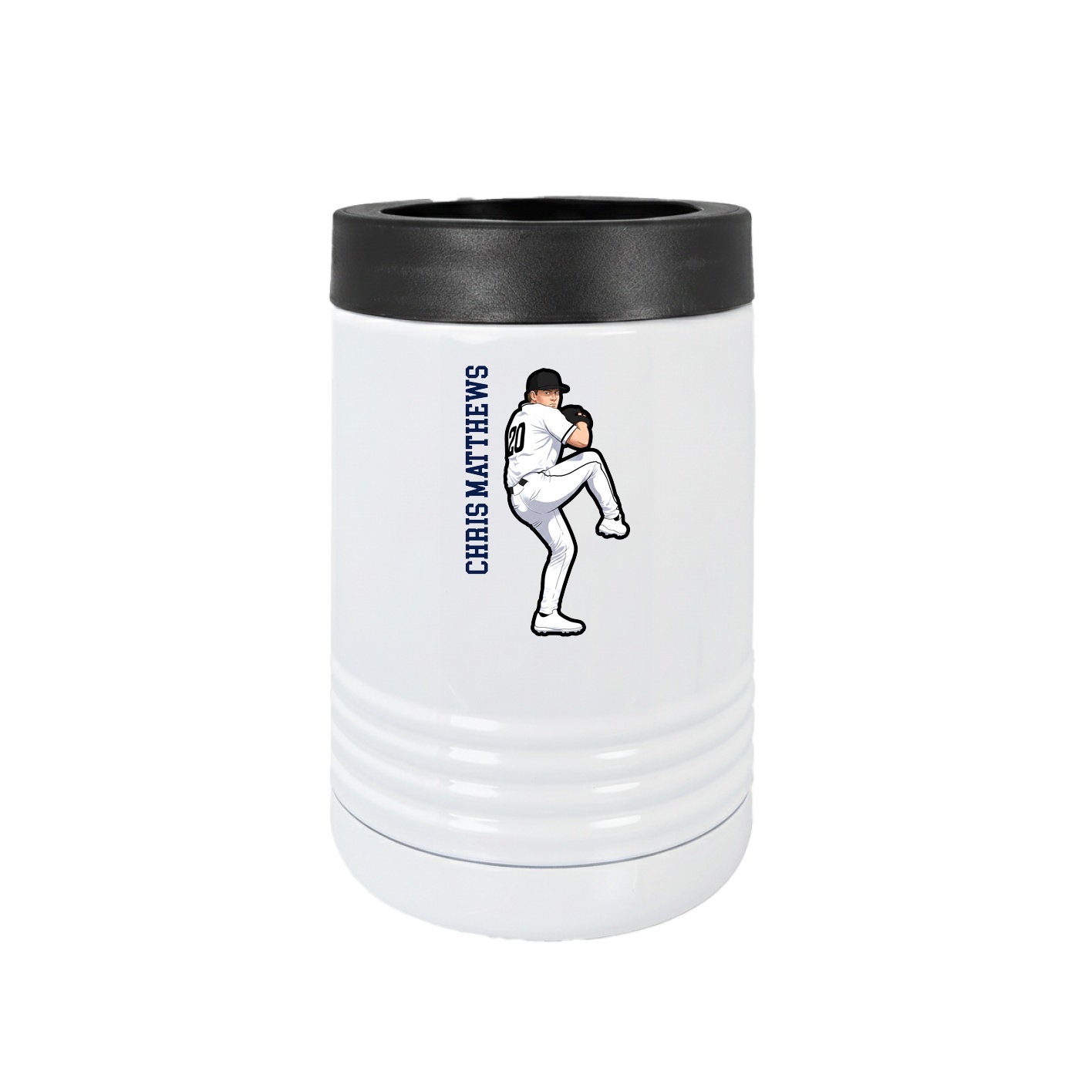 Beverage Holder — Name Vertical in White