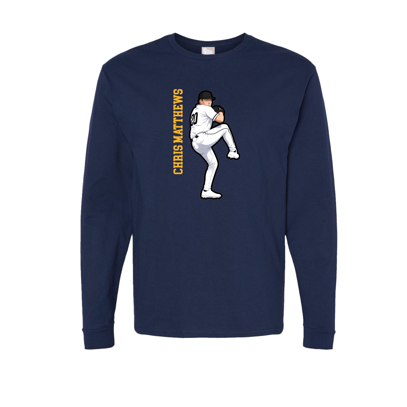 Long Sleeve Tee — Name Vertical in Navy
