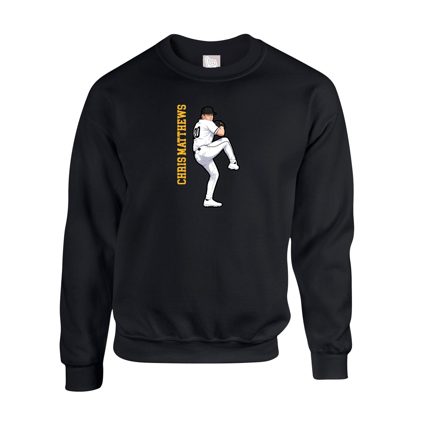Fleece Crew — Name Vertical in Black
