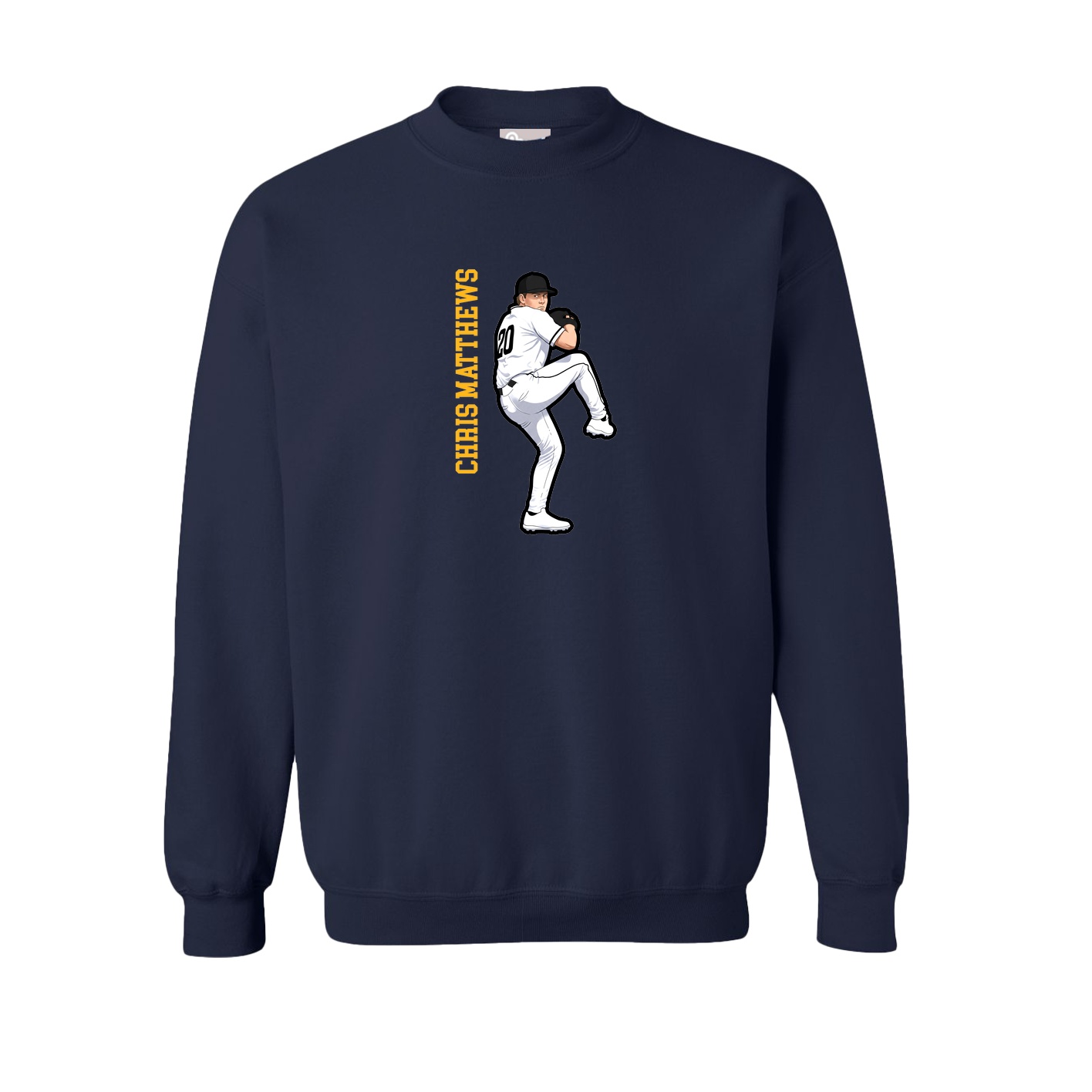 Fleece Crew — Name Vertical in Navy