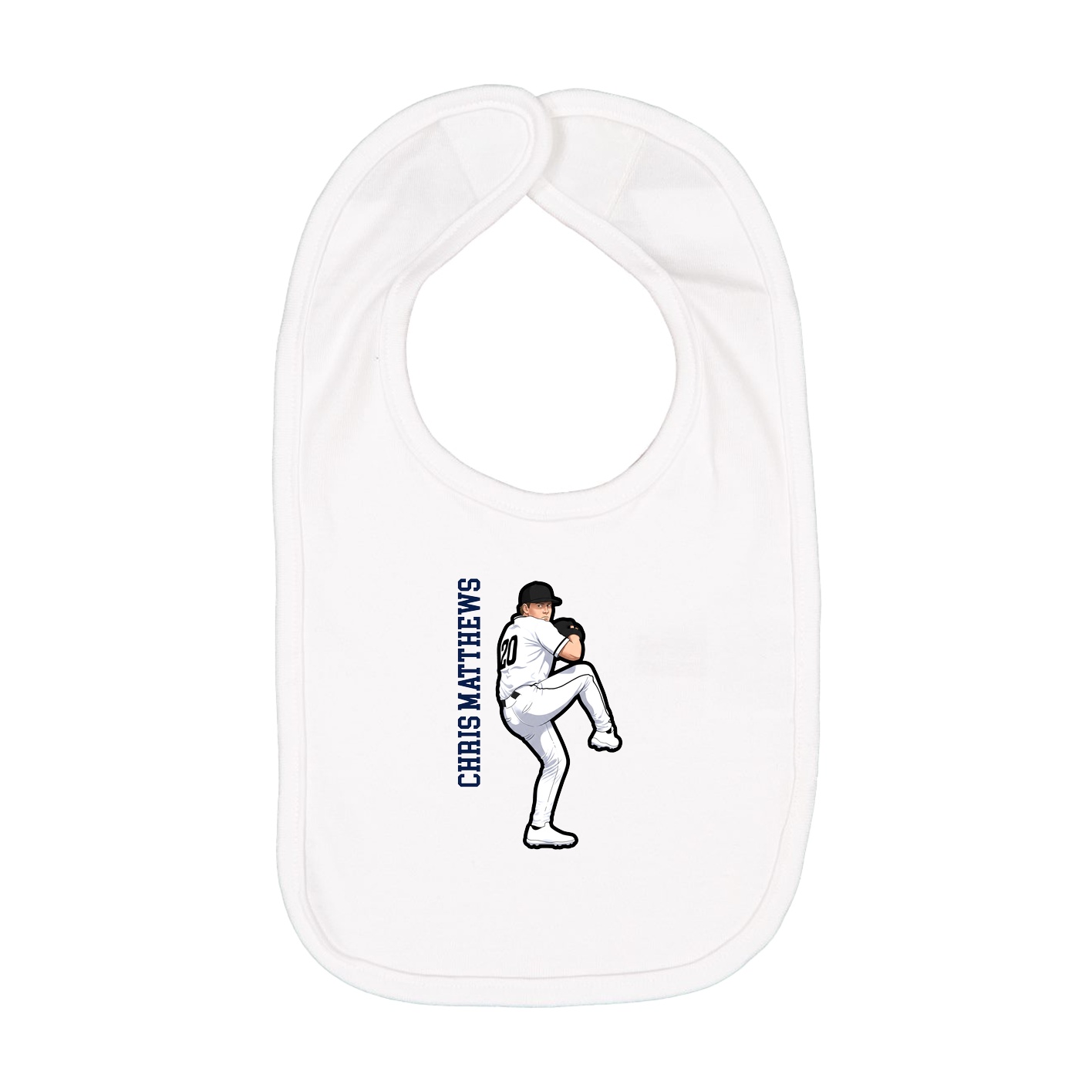 Infant Bib — Name Vertical in White