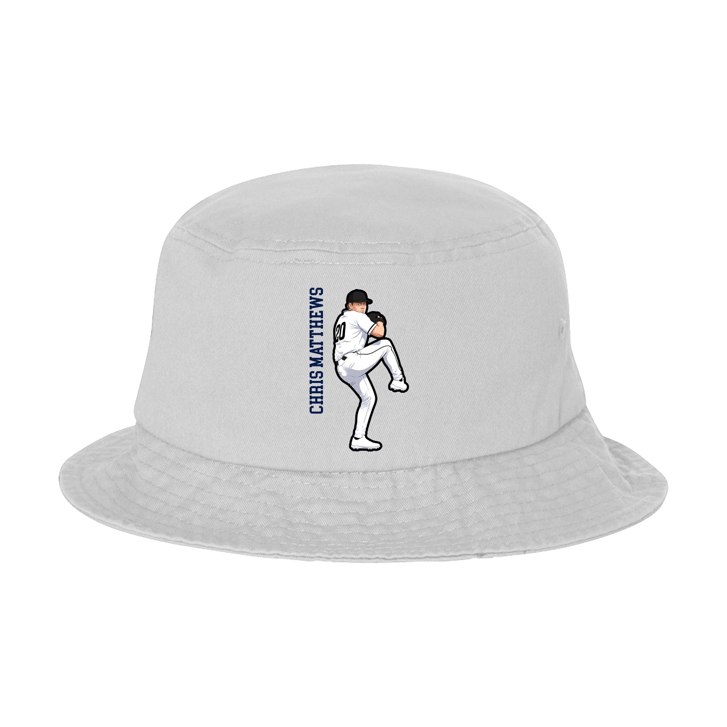 Bucket Cap — Name Vertical in White