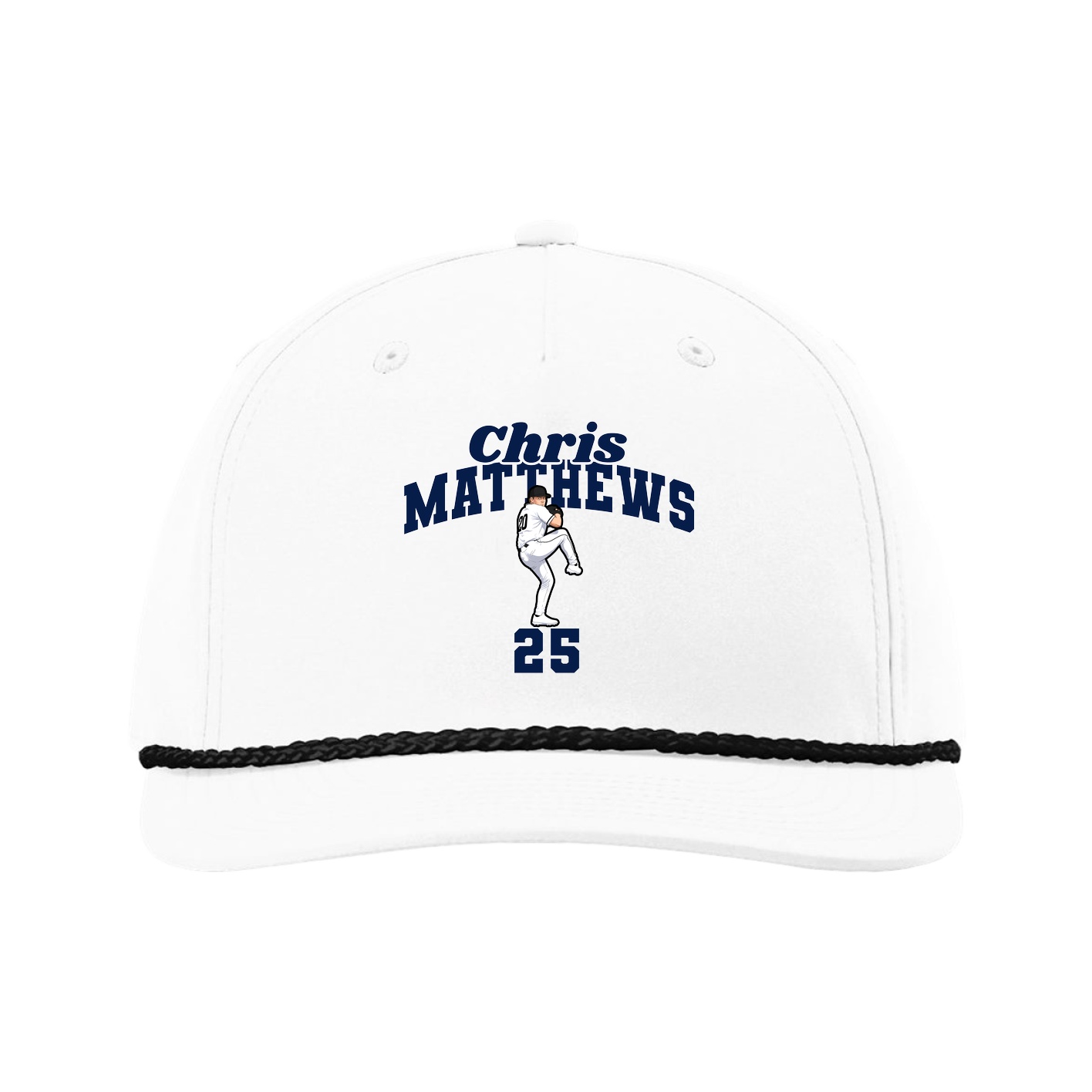 Five-Panel Classic Rope Cap — Signature Arch in White